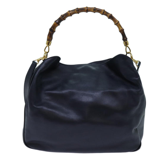Luxury Gucci Trending 2025 Bamboo Hand Bag Leather 2way Navy  71190