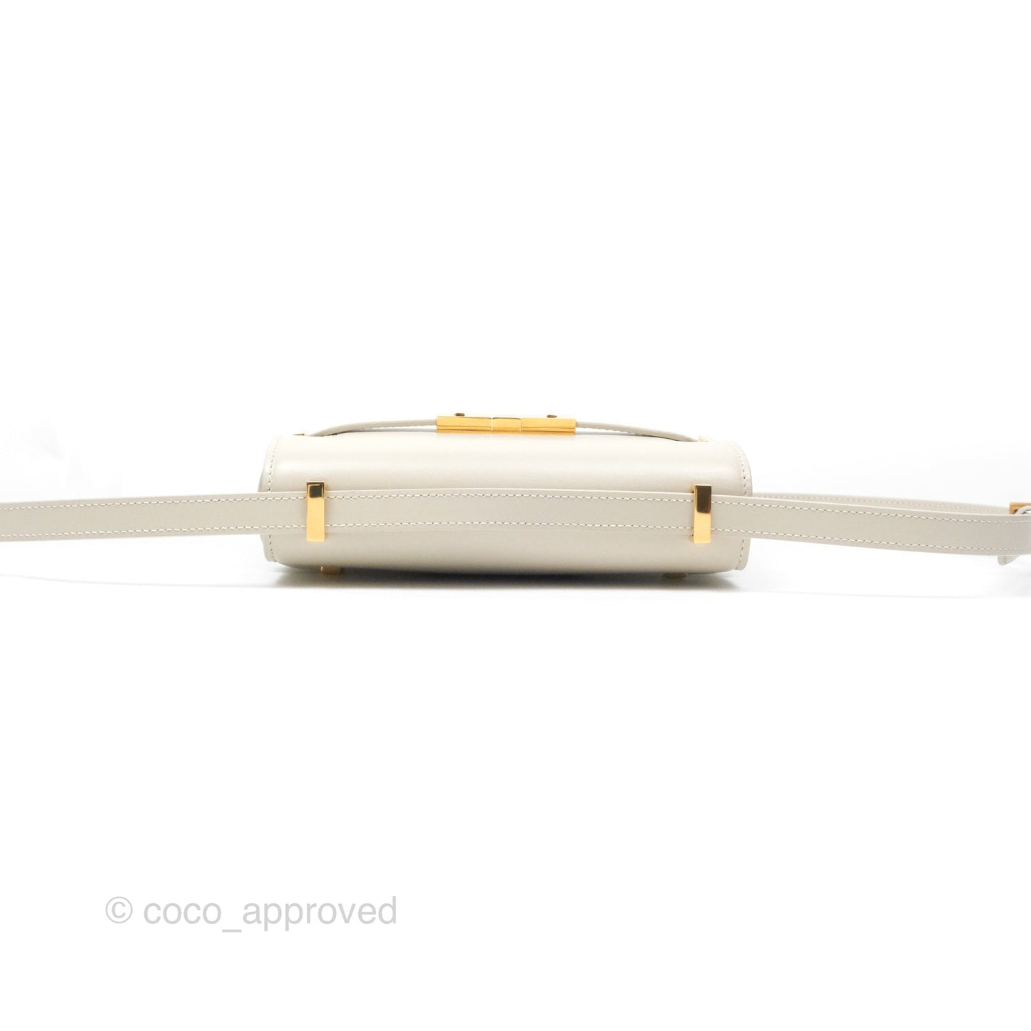 Saint Laurent Mini Manhattan Box Calfskin Blanc Vintage Gold Hardware