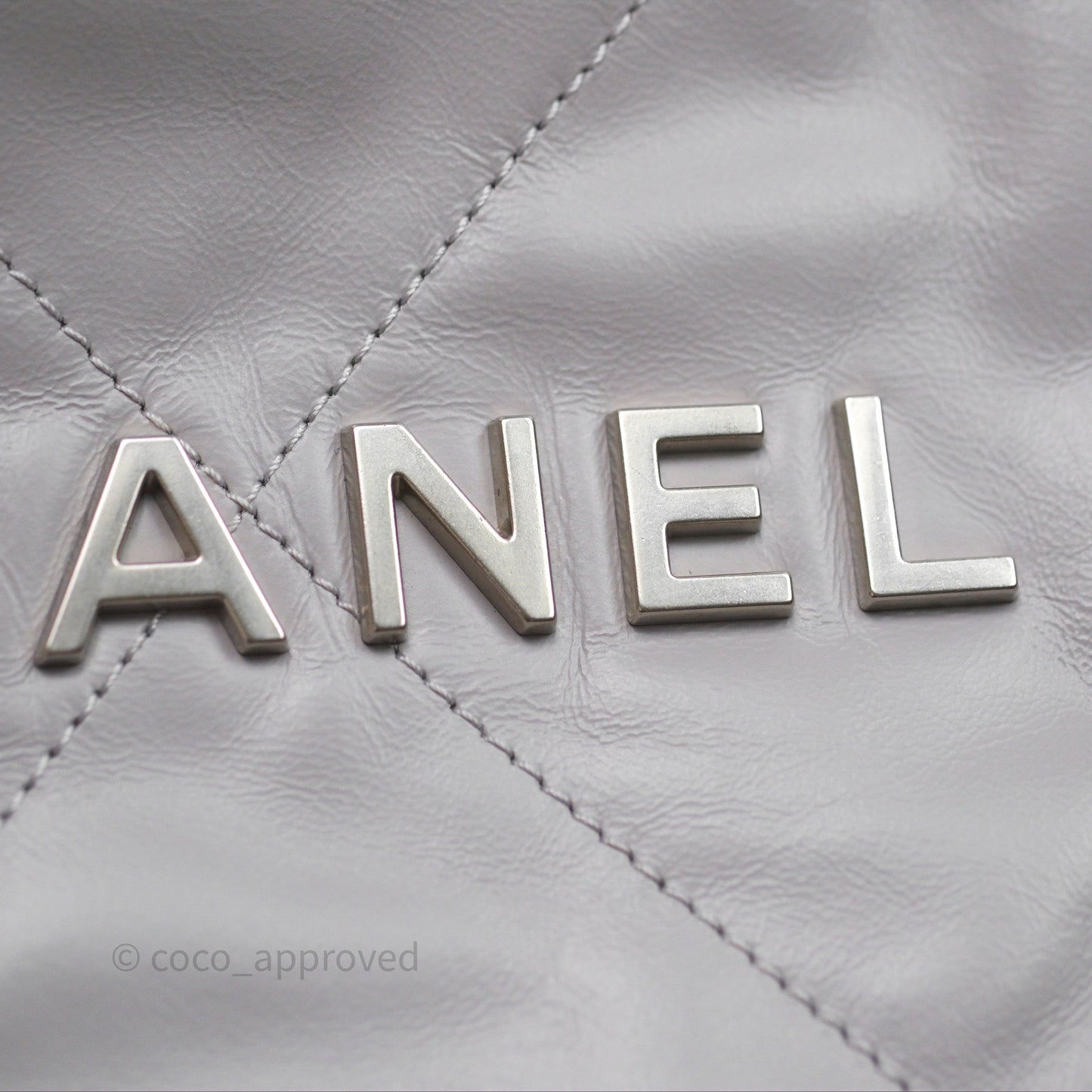 Chanel 22 Medium Grey Shiny Aged Calfskin Aged Silver Hardware