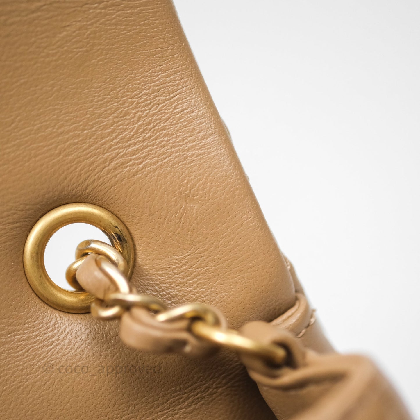 Chanel Mini Flap Bag With Heart CC Charm Dark Beige Lambskin Aged Gold Hardware