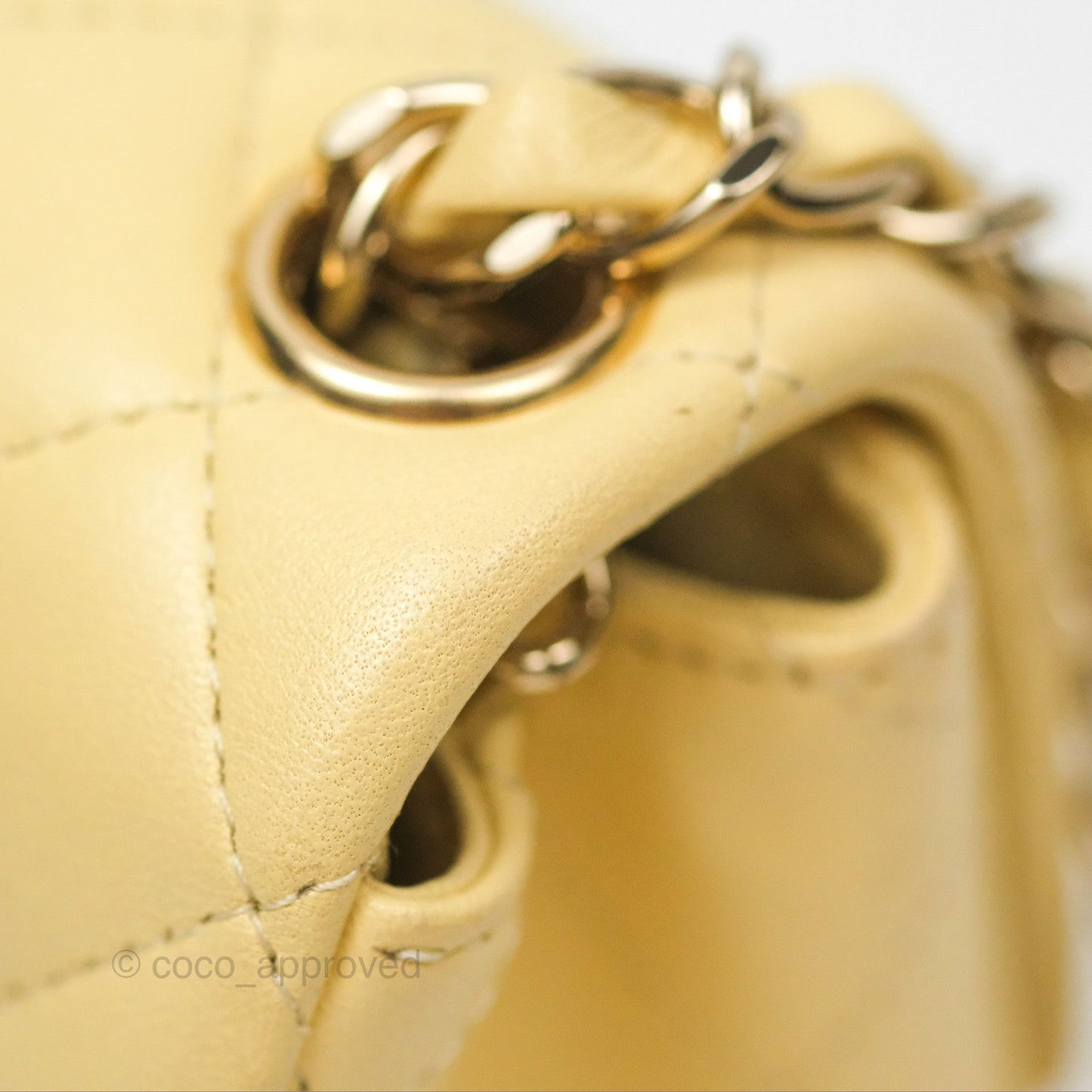 Chanel Mini Square Quilted Yellow Lambskin Gold Hardware