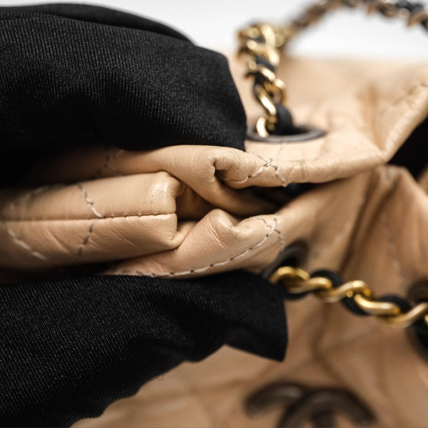 Chanel Quilted Small Gabrielle Backpack Black/Beige Aged Calfskin