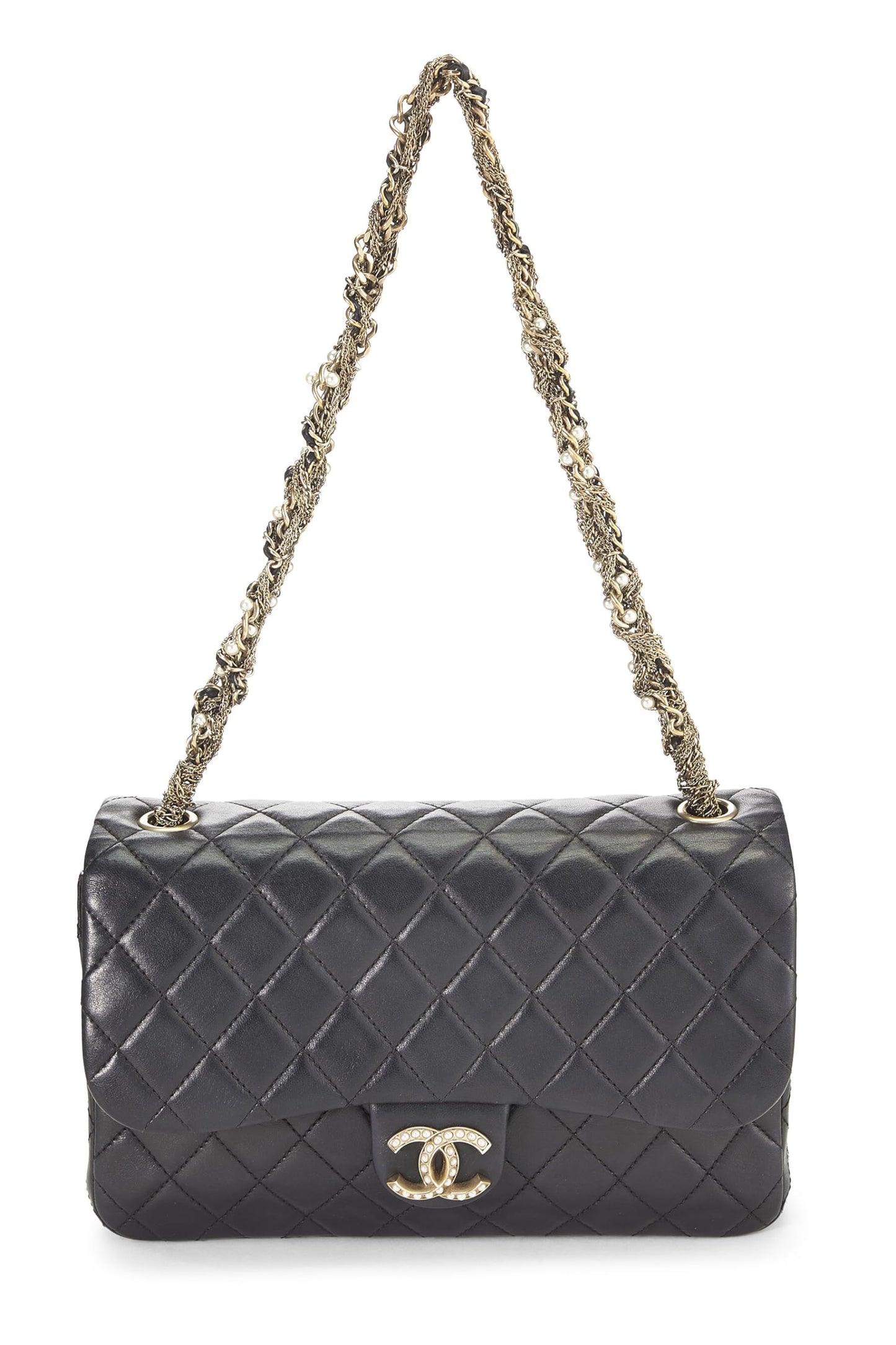 Chanel,  Black Quilted Lambskin Westminster Pearl Flap, Black