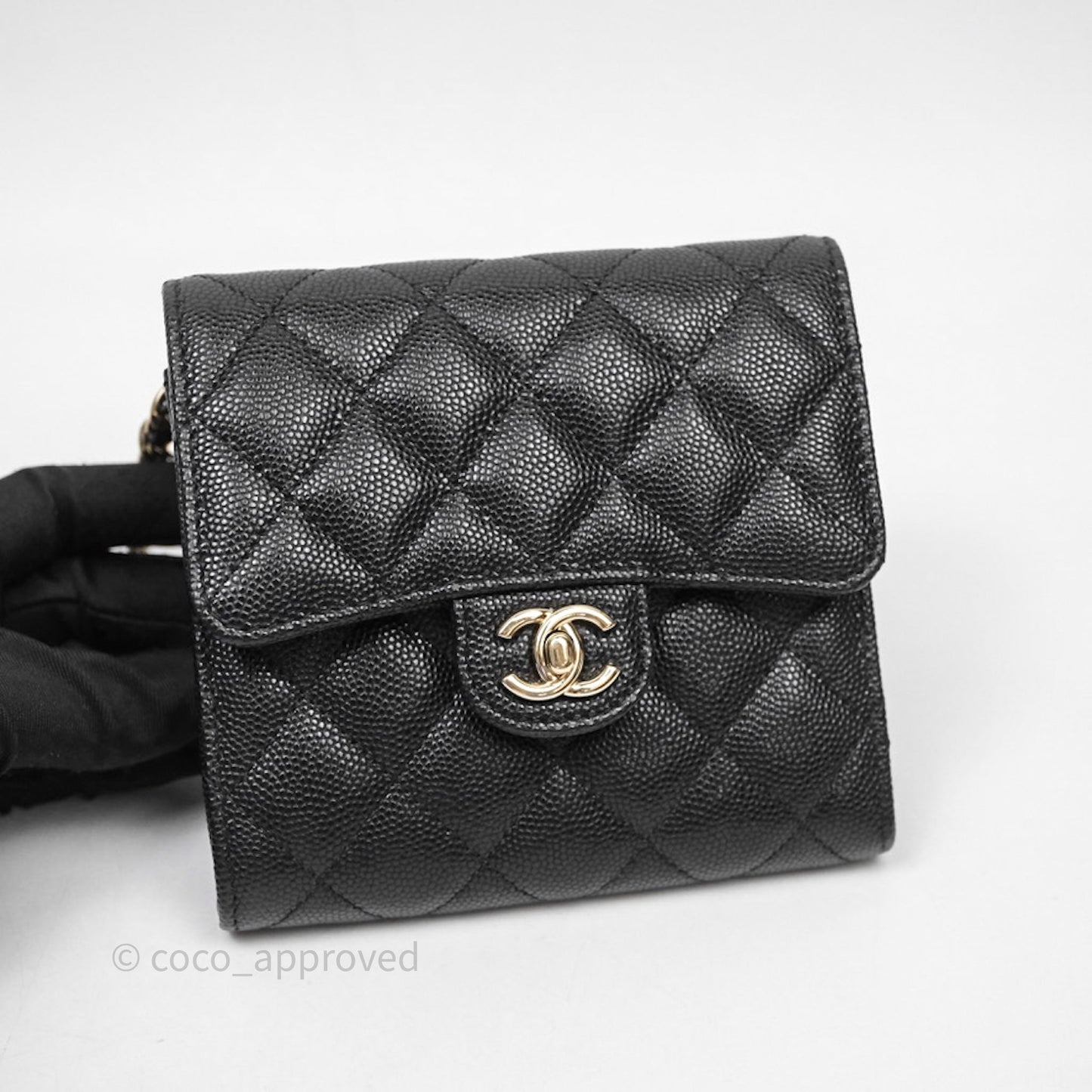 Chanel Quilted Mini Wallet on Chain WOC Black Caviar Gold Hardware