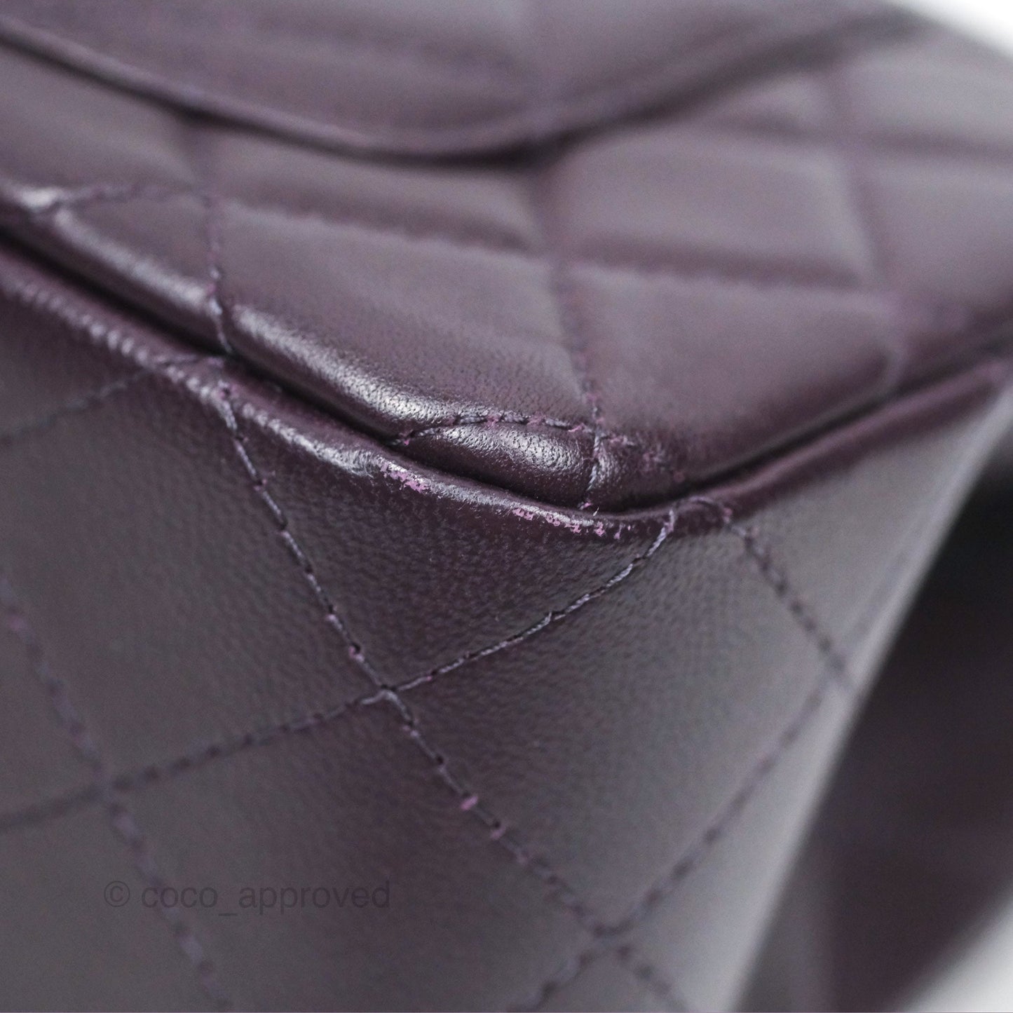Chanel Mini Rectangular Quilted Dark Purple Lambskin Silver Hardware