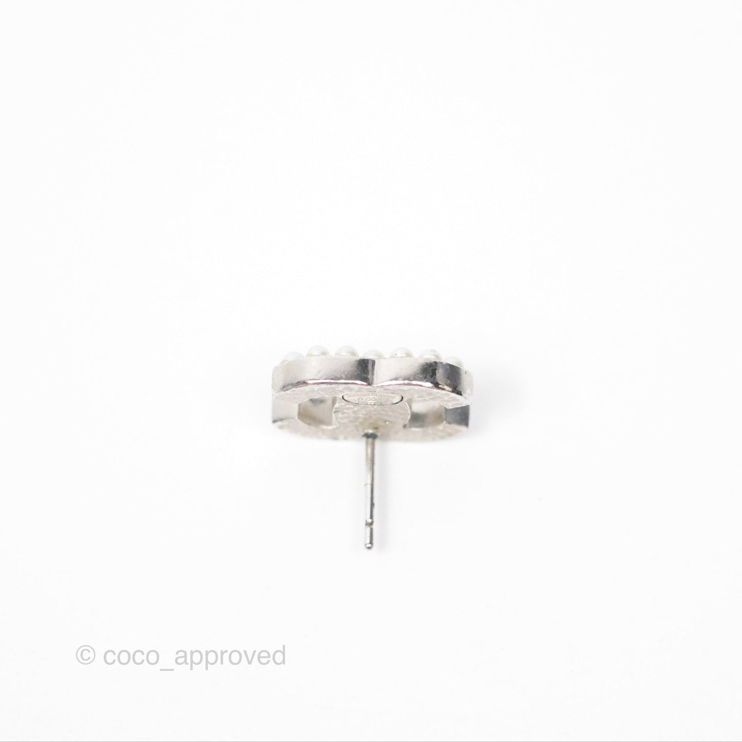 Chanel Pearl CC Earrings Silver Tone 07V