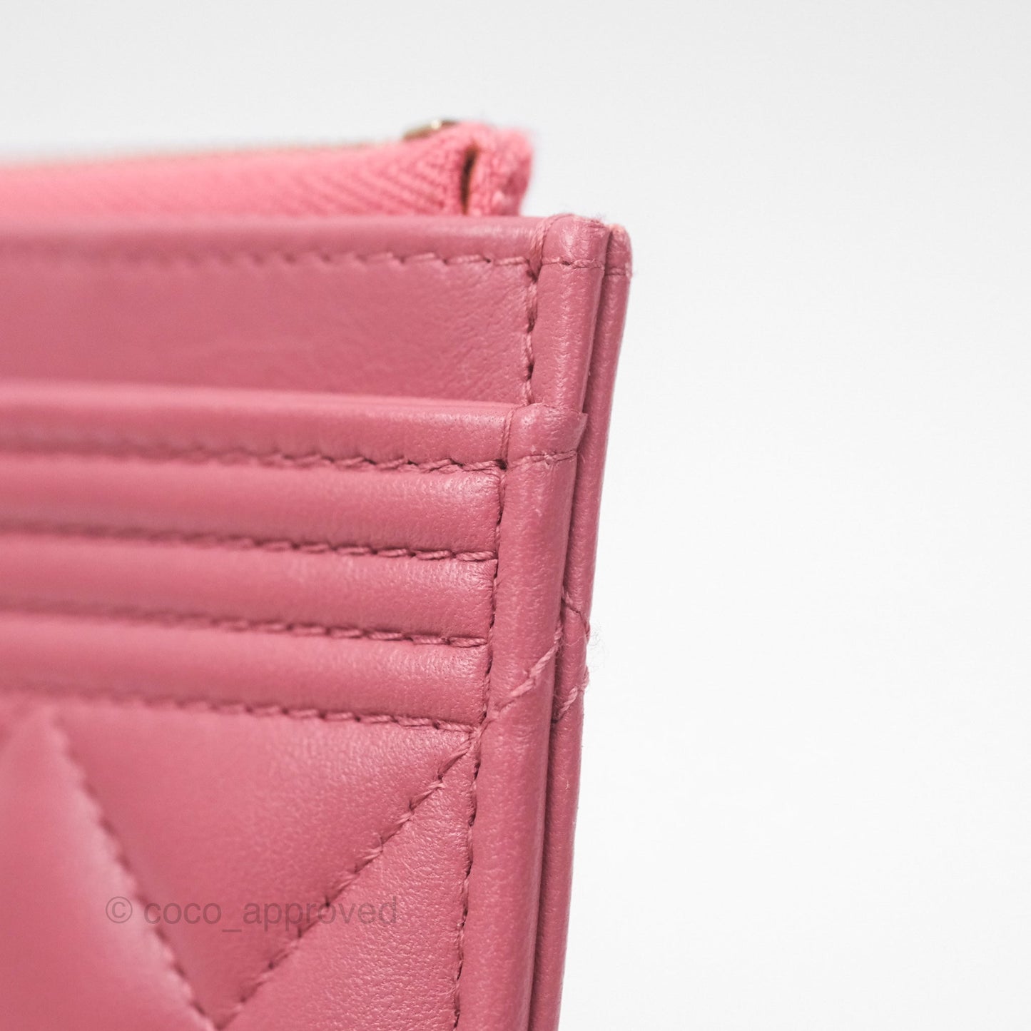 Chanel Boy Long Pouch Wallet Dusty Pink Lambskin Aged Gold Hardware