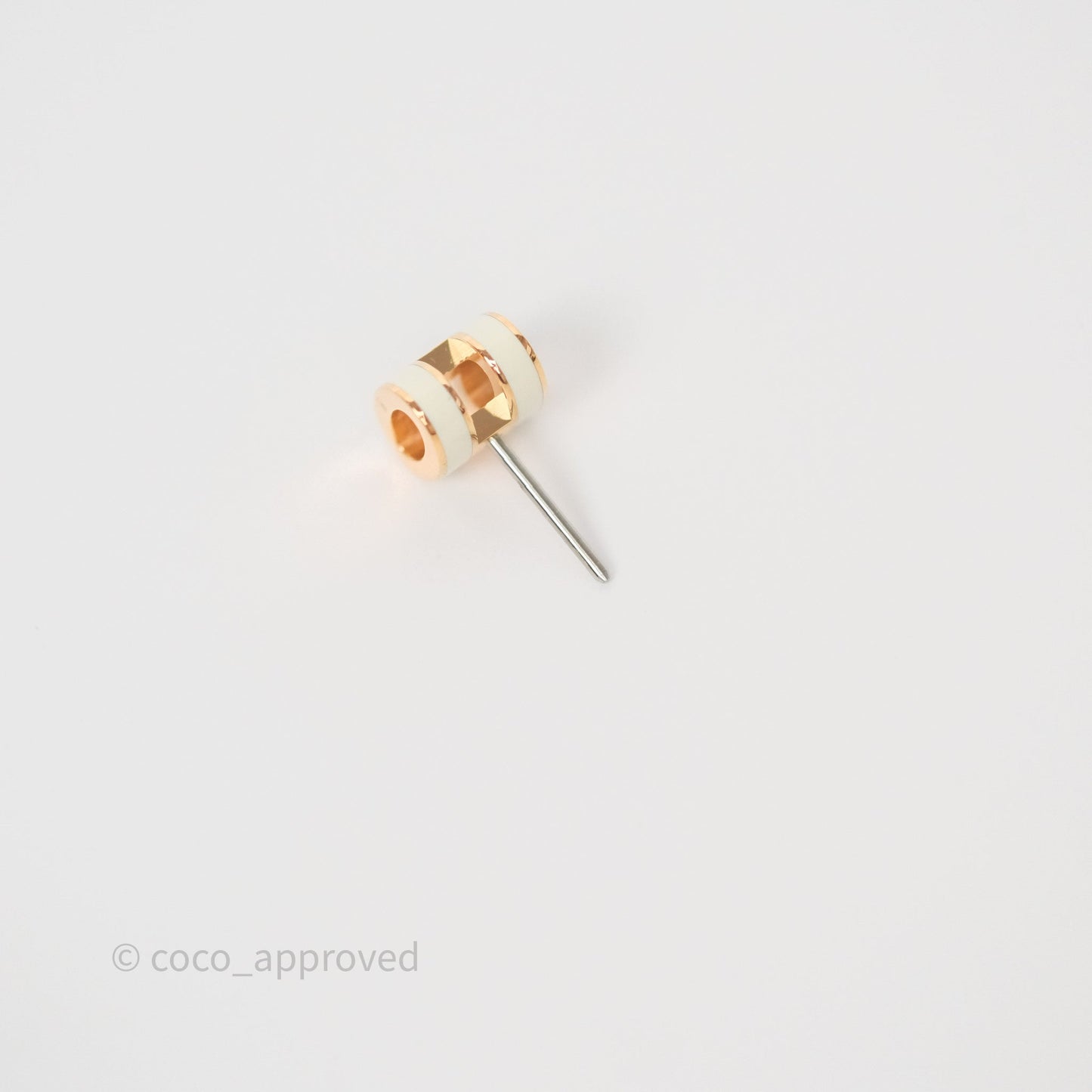 Hermes Mini Pop H Earrings Blanc Rose Gold