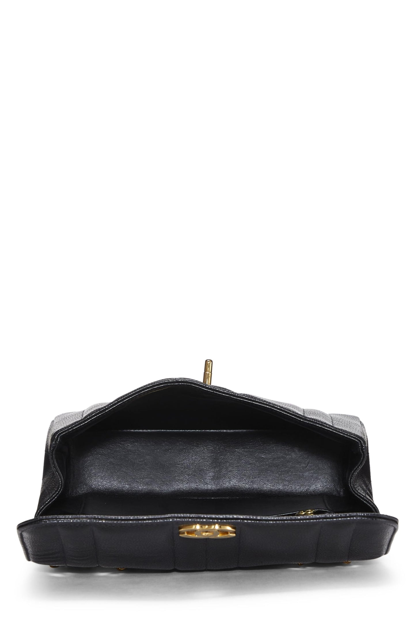 Chanel,  Black Vertical Caviar Half Flap Small, Black