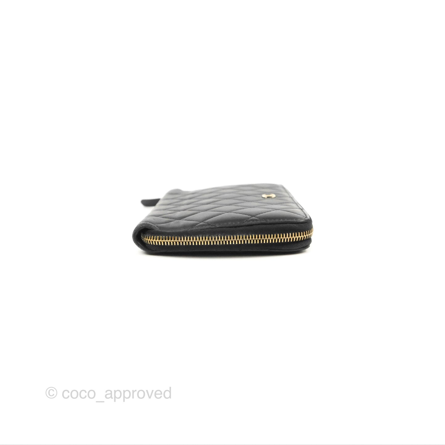 Chanel Zip Around Organiser Wallet Black Lambskin Gold Hardware