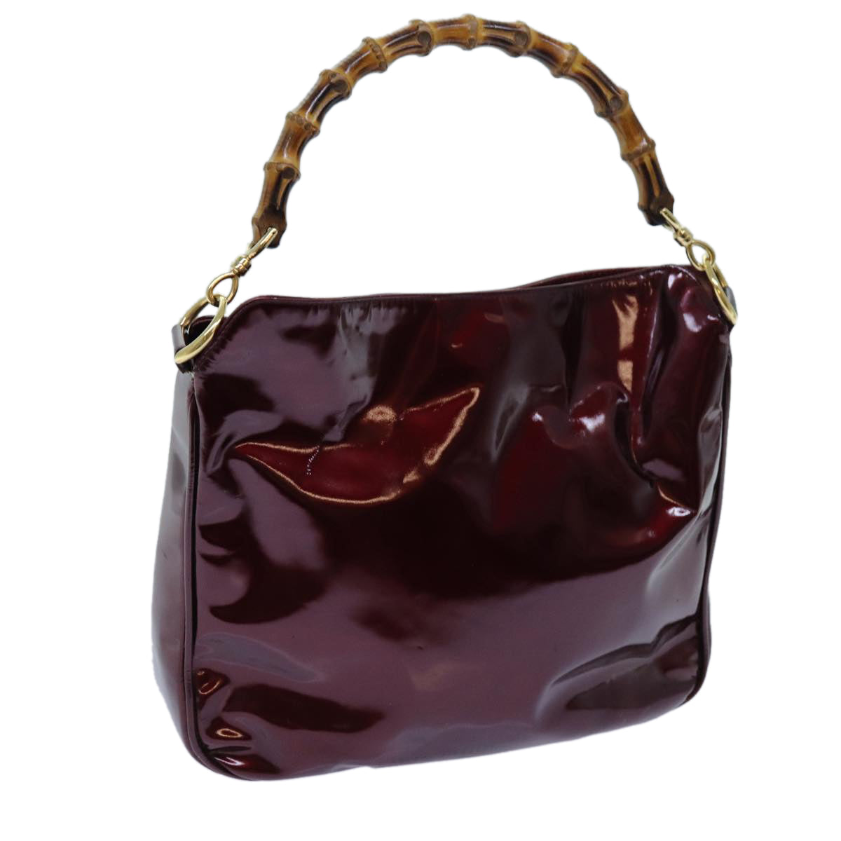 Luxury Gucci Trending 2025 Bamboo Shoulder Bag Patent leather Bordeaux  71314