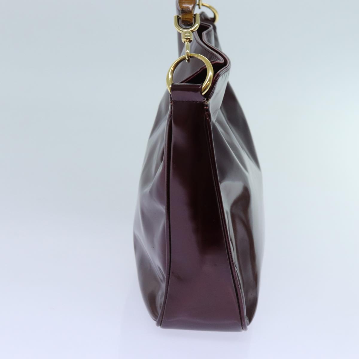 Luxury Gucci Trending 2025 Bamboo Shoulder Bag Patent leather Bordeaux  71314
