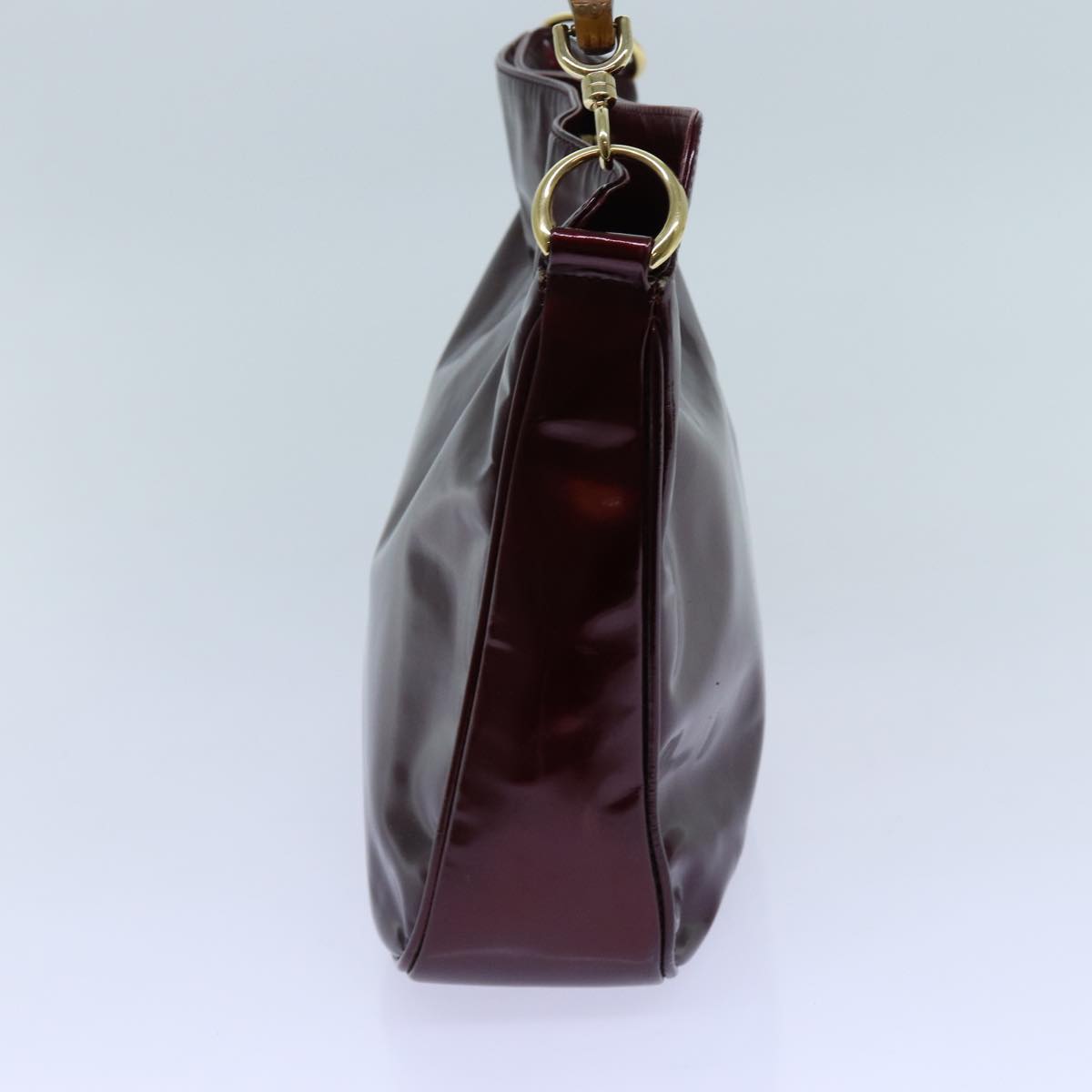 Luxury Gucci Trending 2025 Bamboo Shoulder Bag Patent leather Bordeaux  71314