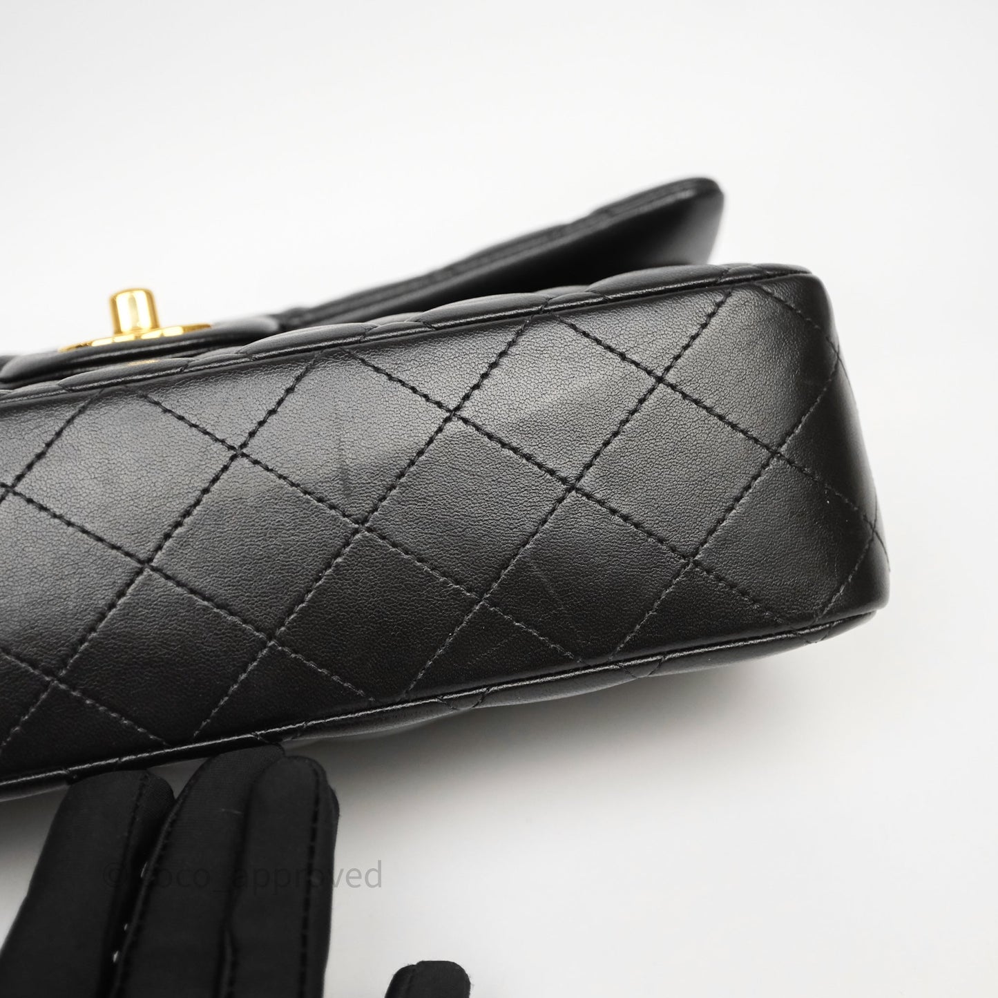 Chanel Classic M/L Medium Flap Quilted Black Lambskin Gold Hardware