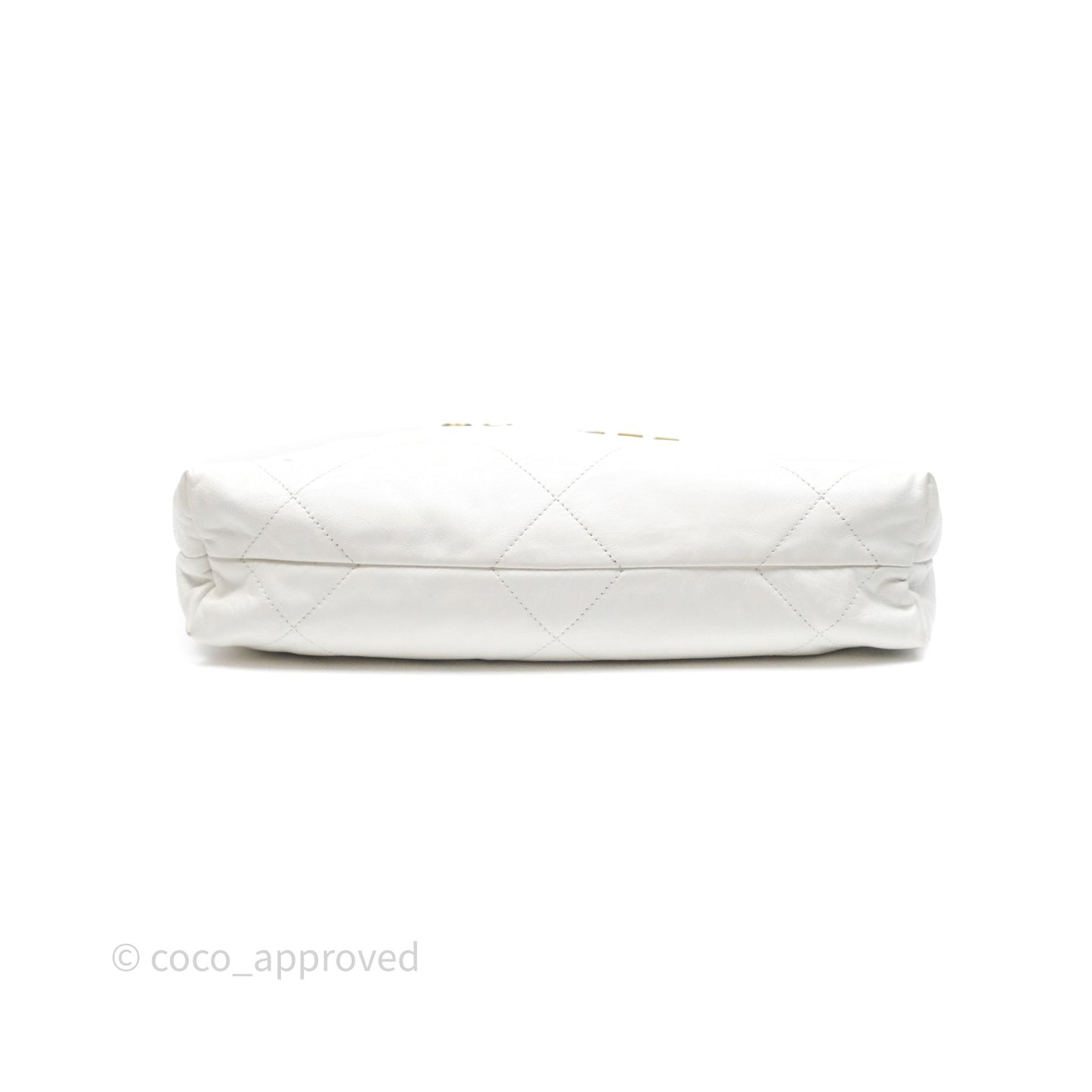 Chanel 22 Small White Shiny Calfskin Aged Gold Hardware