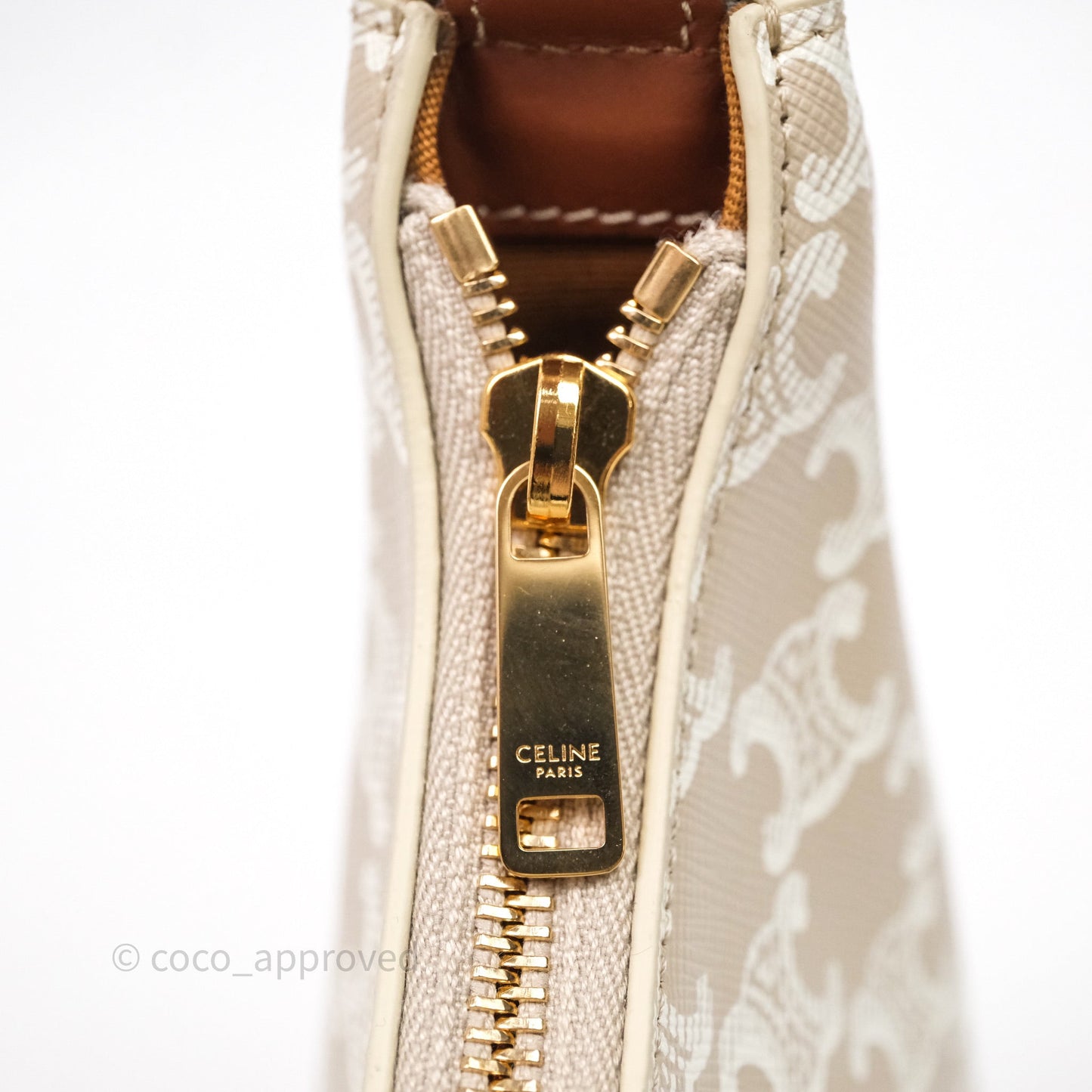 Celine Ava Bag In Triomphe Canvas Calfskin Grege