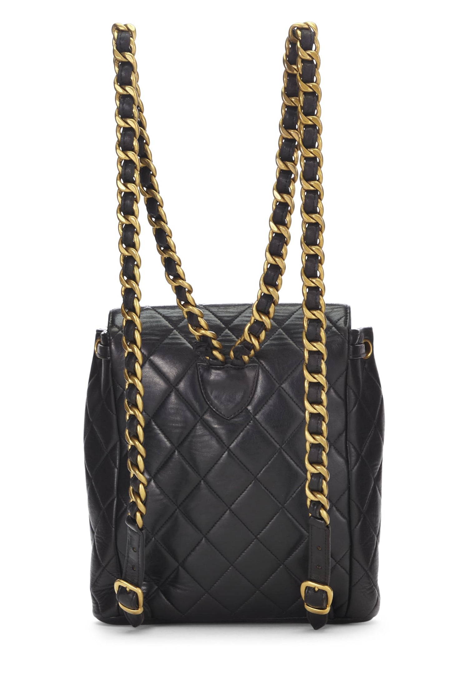 Chanel,  Black Quilted Lambskin Backpack Medium, Black
