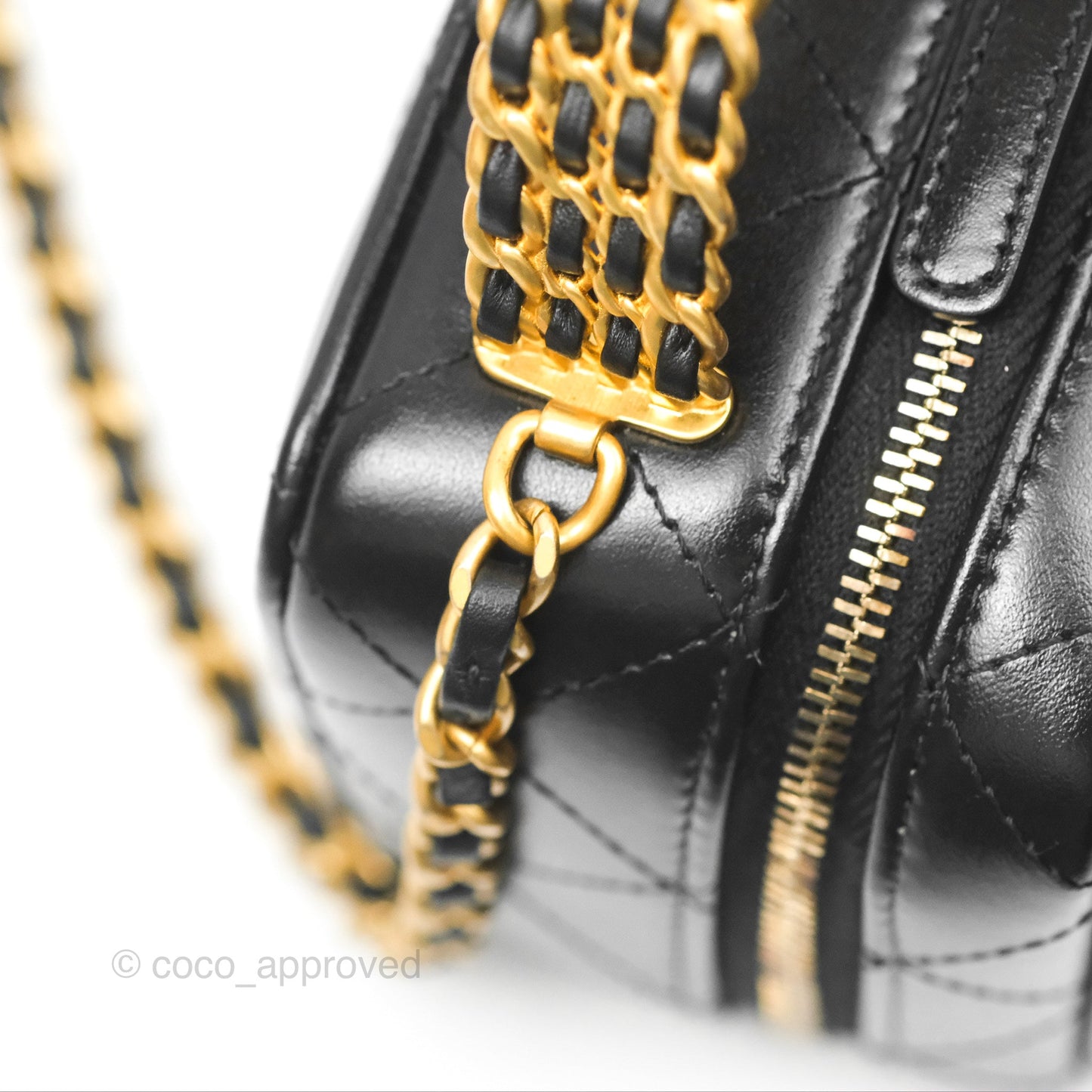 Chanel Top Handle Vanity Case Black Shiny Lambskin Aged Gold Hardware