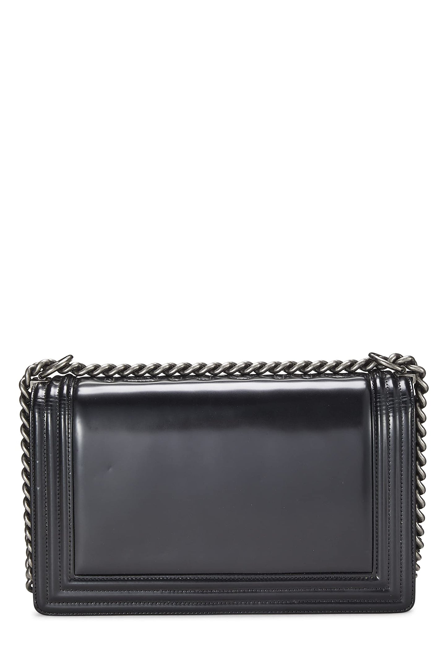 Chanel,  Black Calfskin Reverso Boy Bag Large, Black