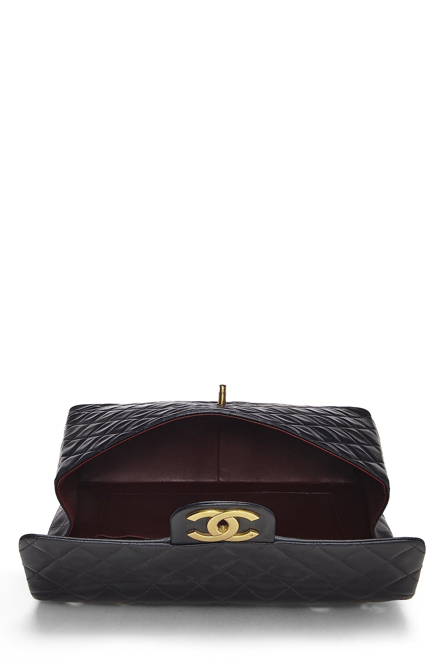 Chanel,  Black Quilted Lambskin Half Flap Maxi, Black