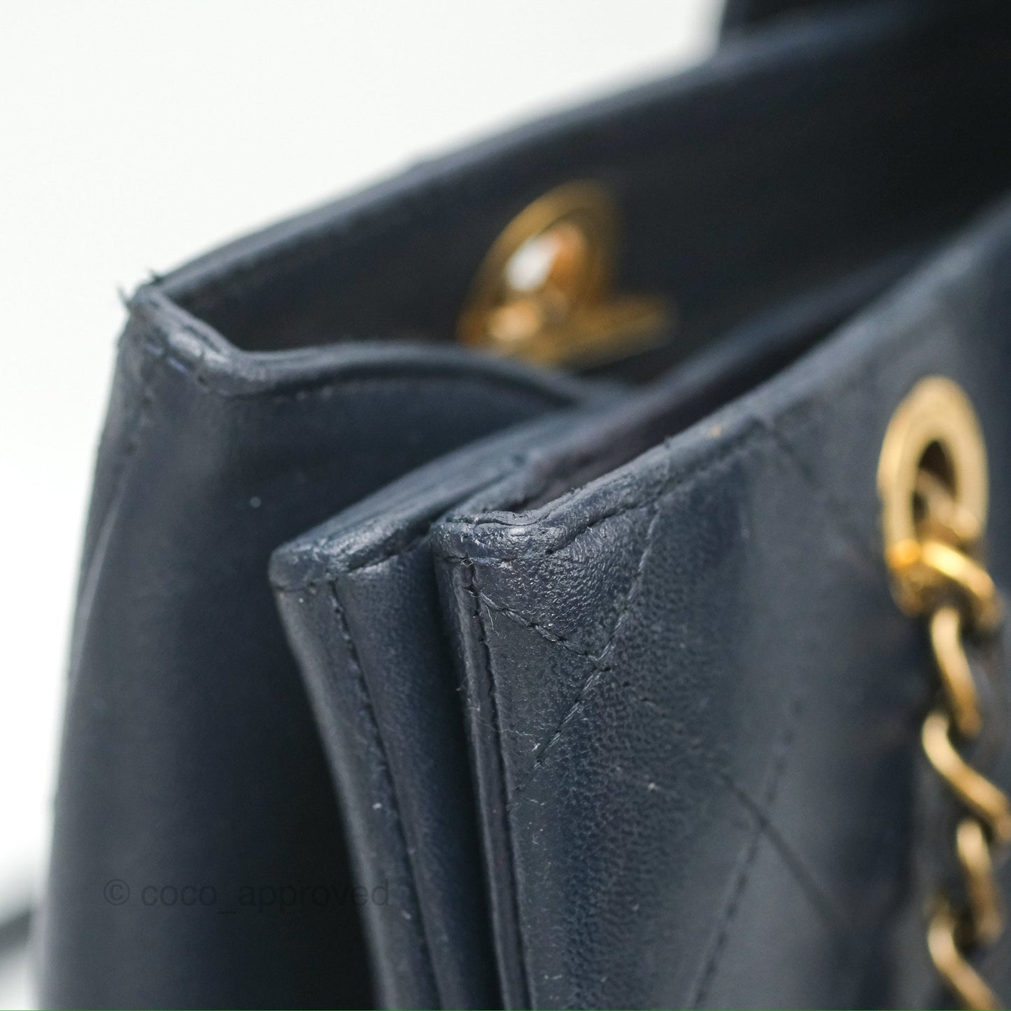 Chanel Medium Around The Corner Shopping Tote Navy Lambskin