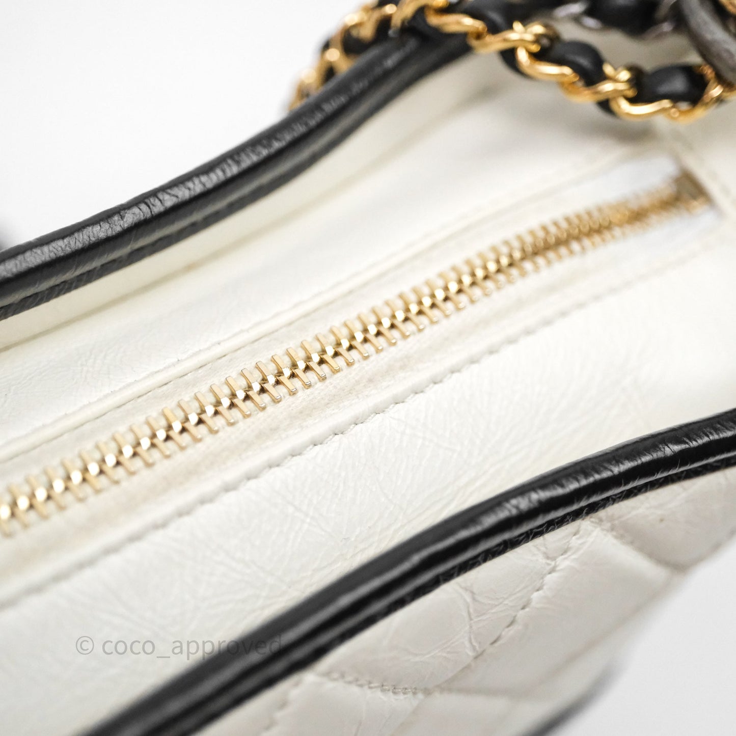 Chanel Quilted Small Gabrielle Hobo Black White Aged Calfskin Mixed Hardware
