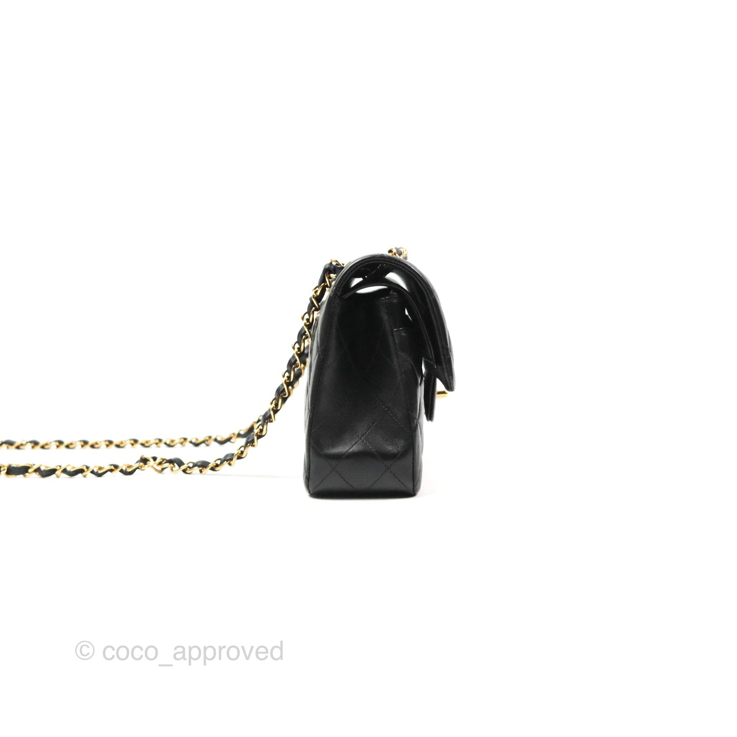 Chanel Small Classic Quilted Flap Black Lambskin Gold Hardware