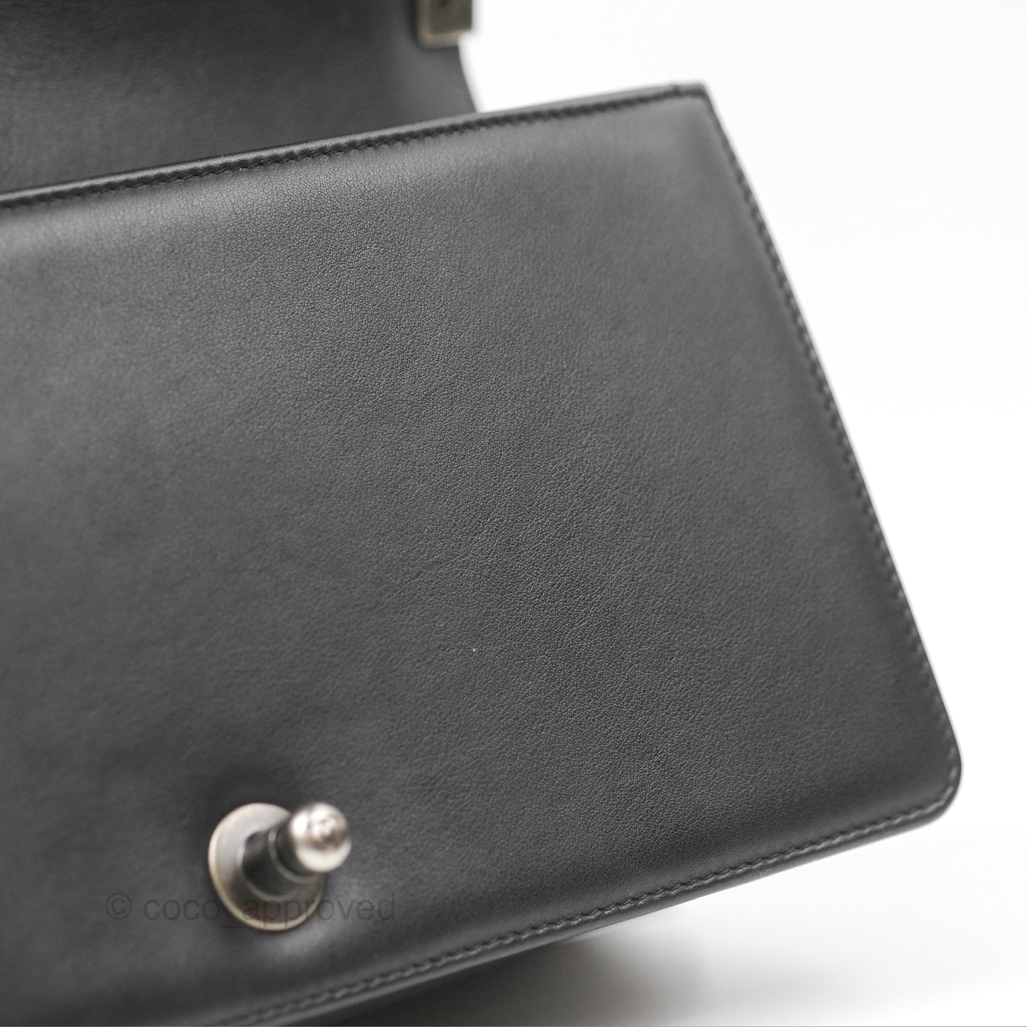 Chanel Quilted Medium Boy Black Calfskin Ruthenium Hardware