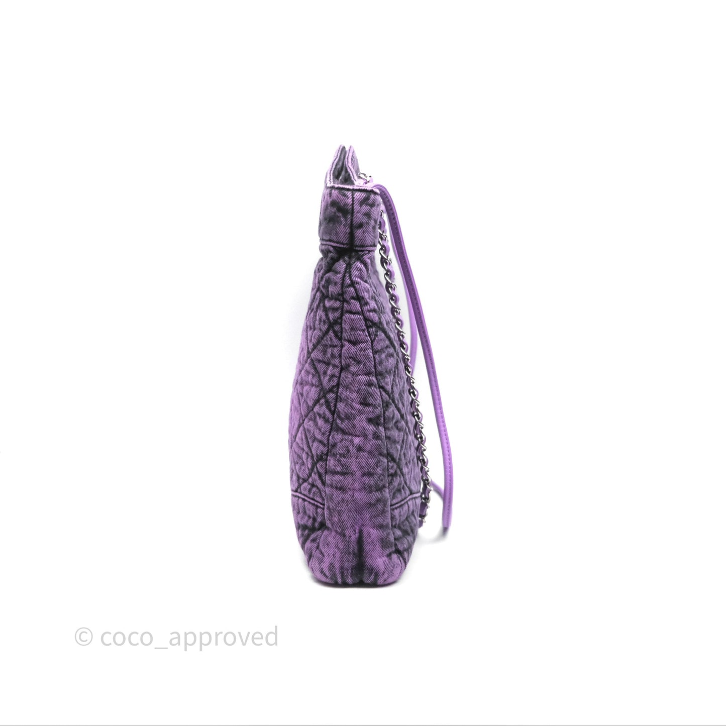 Chanel 31 Large Shopping Bag Quilted Denimpression Purple Black Silver Hardware