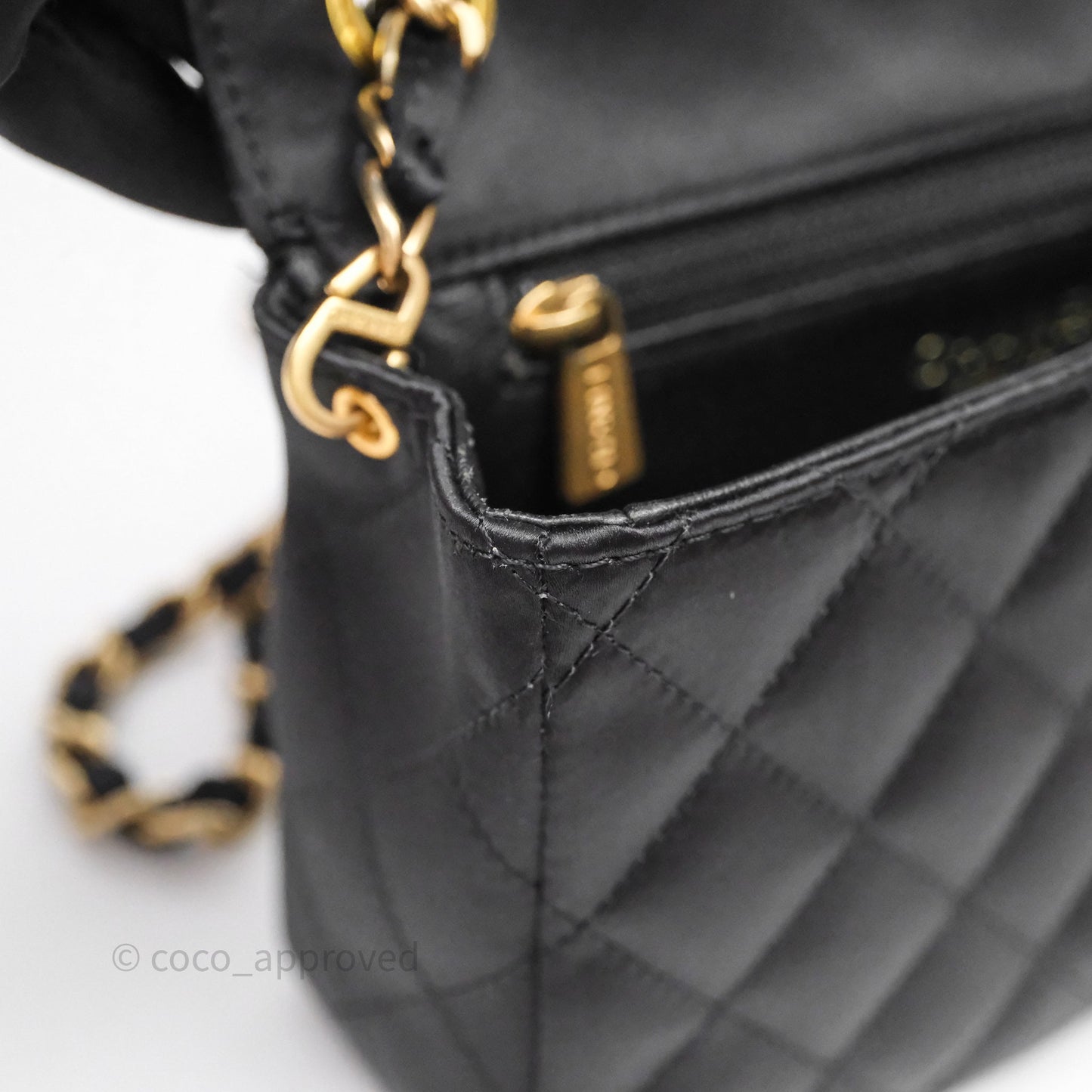 Chanel Vintage Mini Rectangular Black Satin Matte Gold Hardware