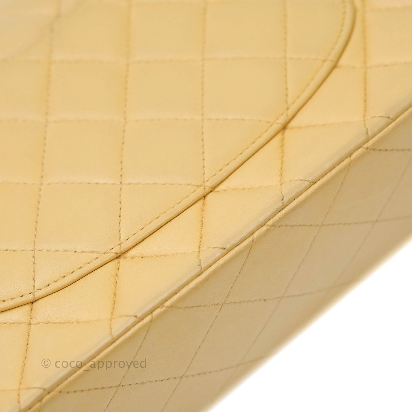 Chanel Vintage M/L Medium Double Flap Bag Beige Lambskin 24K Gold Hardware