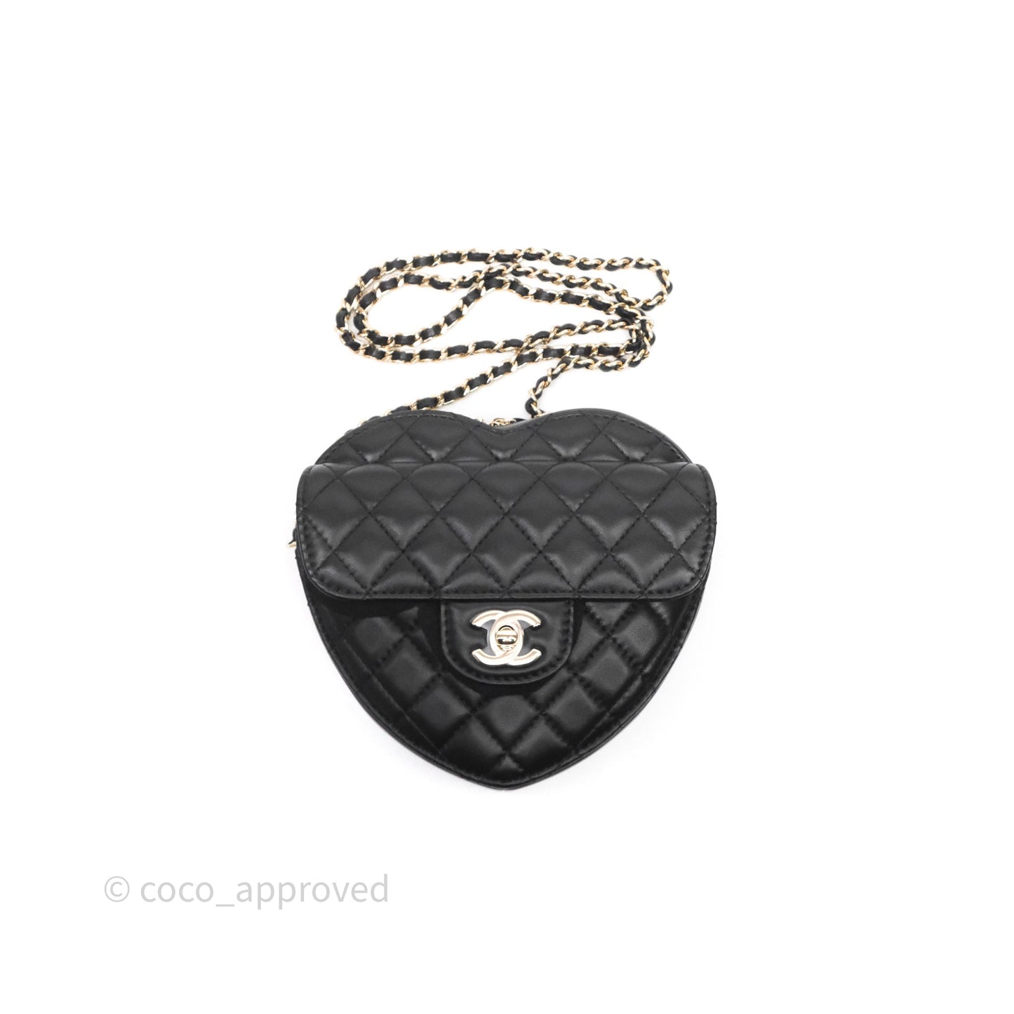 Chanel Large Heart Bag Black Lambskin Gold Hardware 22S