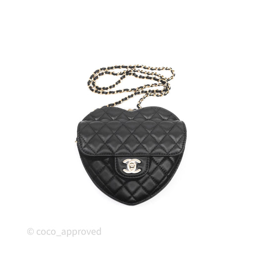 Chanel Large Heart Bag Black Lambskin Gold Hardware 22S