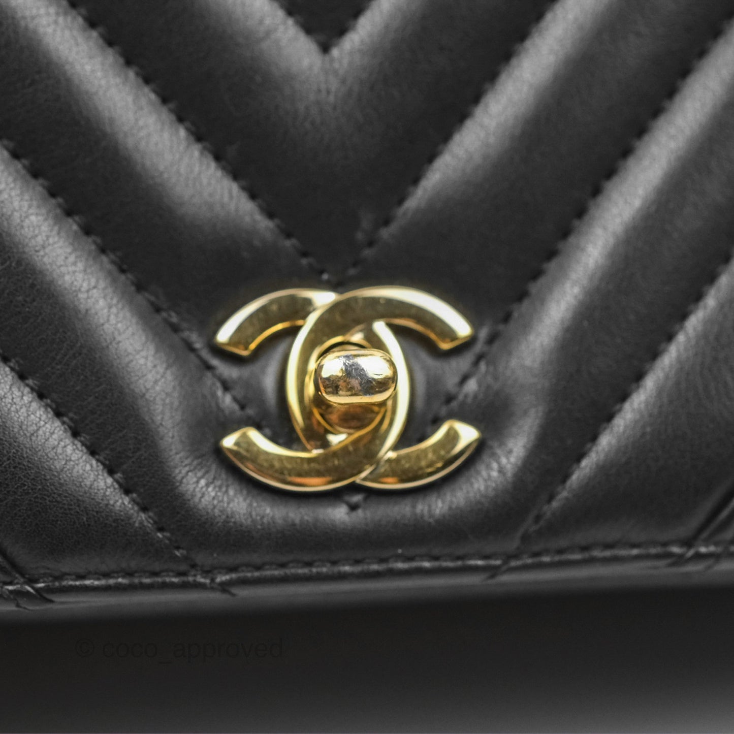 Chanel Small Statement Chevron Flap Bag Black Calfskin Gold Hardware