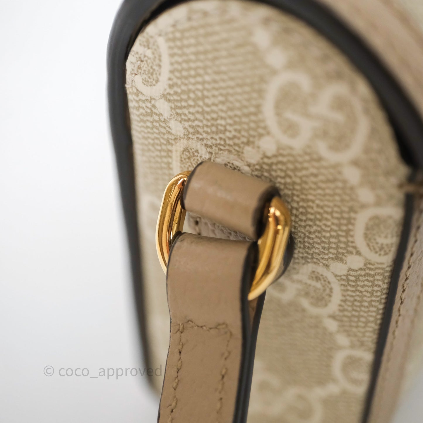 Gucci Horsebit 1955 Mini Bag Beige/ White GG Supreme Canvas Gold Hardware