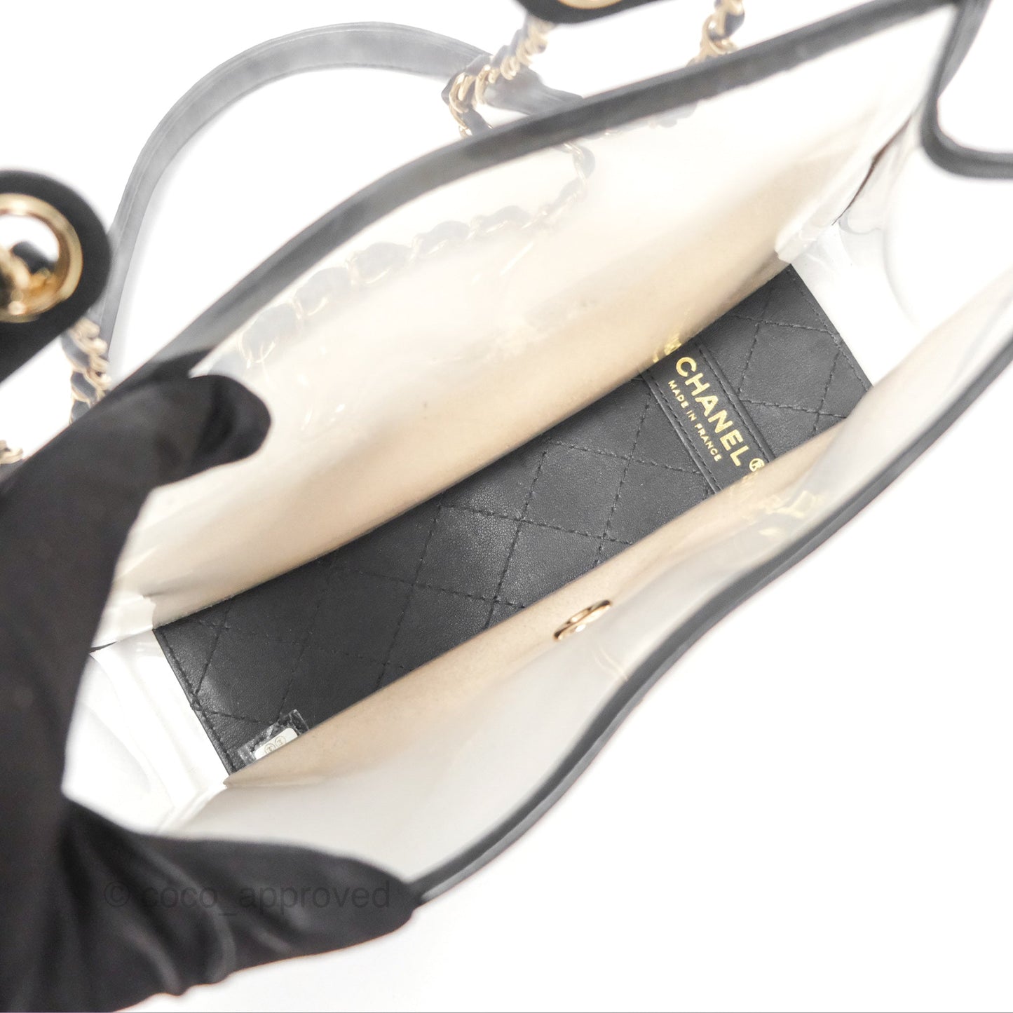 Chanel Medium Sand By The Sea PVC Flap Black Lambskin Gold Hardware