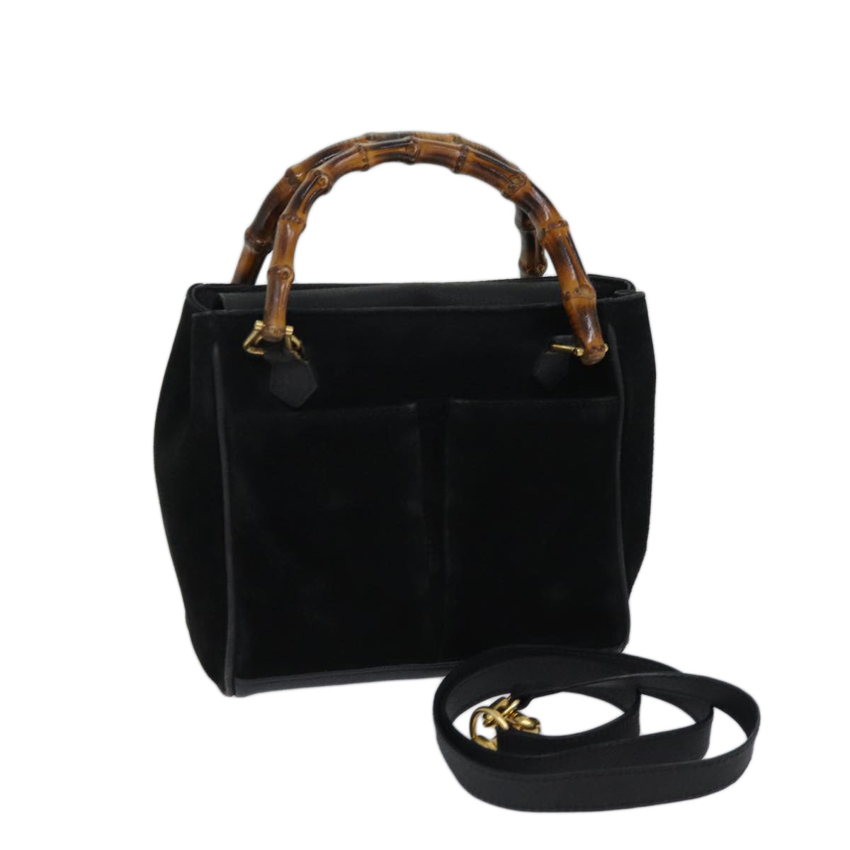 Luxury Gucci Trending 2025 Bamboo Hand Bag Suede 2way Black 000 122 0316  71504