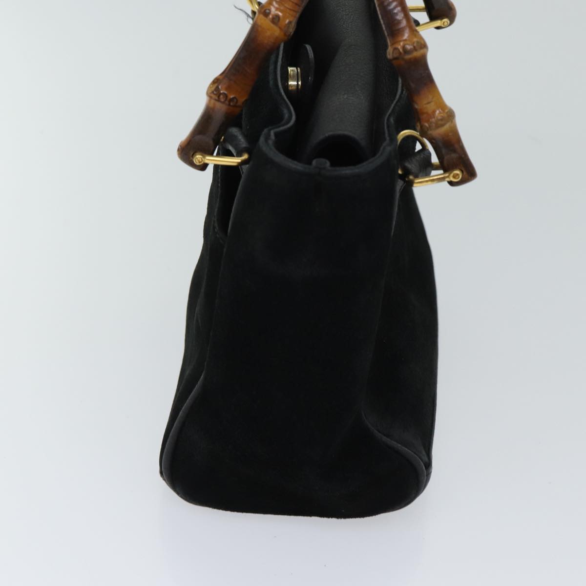 Luxury Gucci Trending 2025 Bamboo Hand Bag Suede 2way Black 000 122 0316  71504