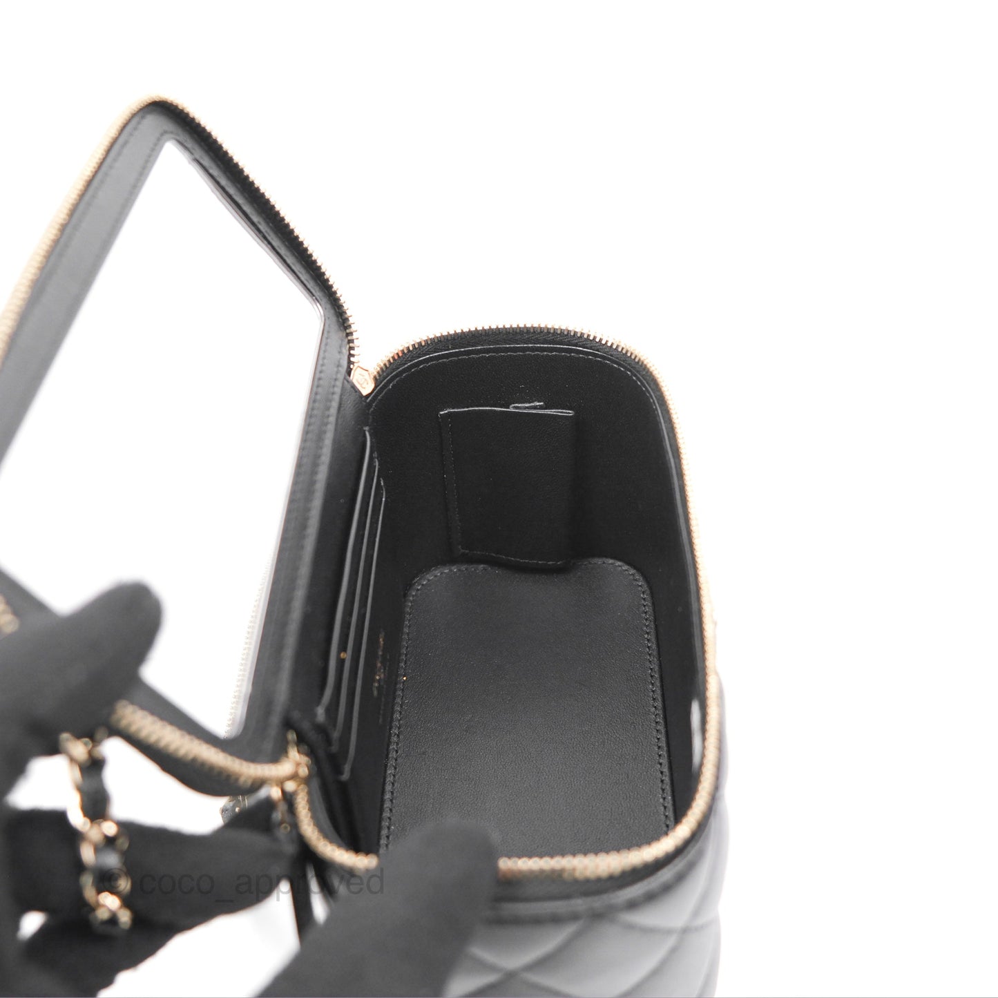 Chanel Top Handle Vanity Rectangular Black Lambskin Gold Hardware