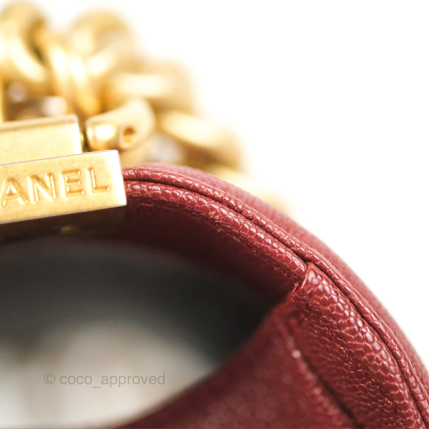 Chanel Quilted Medium Boy Burgundy Caviar Aged Gold Hardware