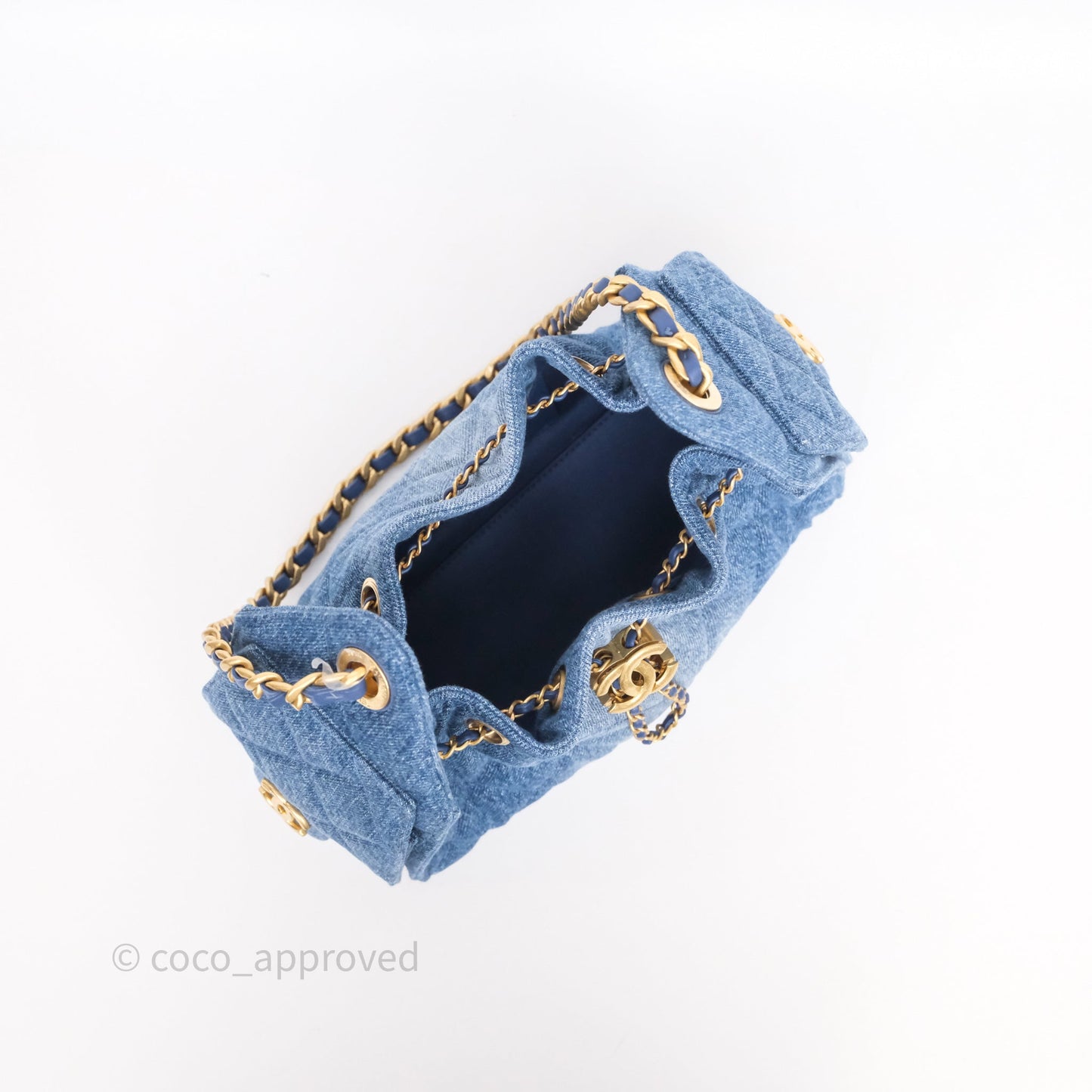 Chanel 25 Mini Washed Denim Aged Gold Hardware