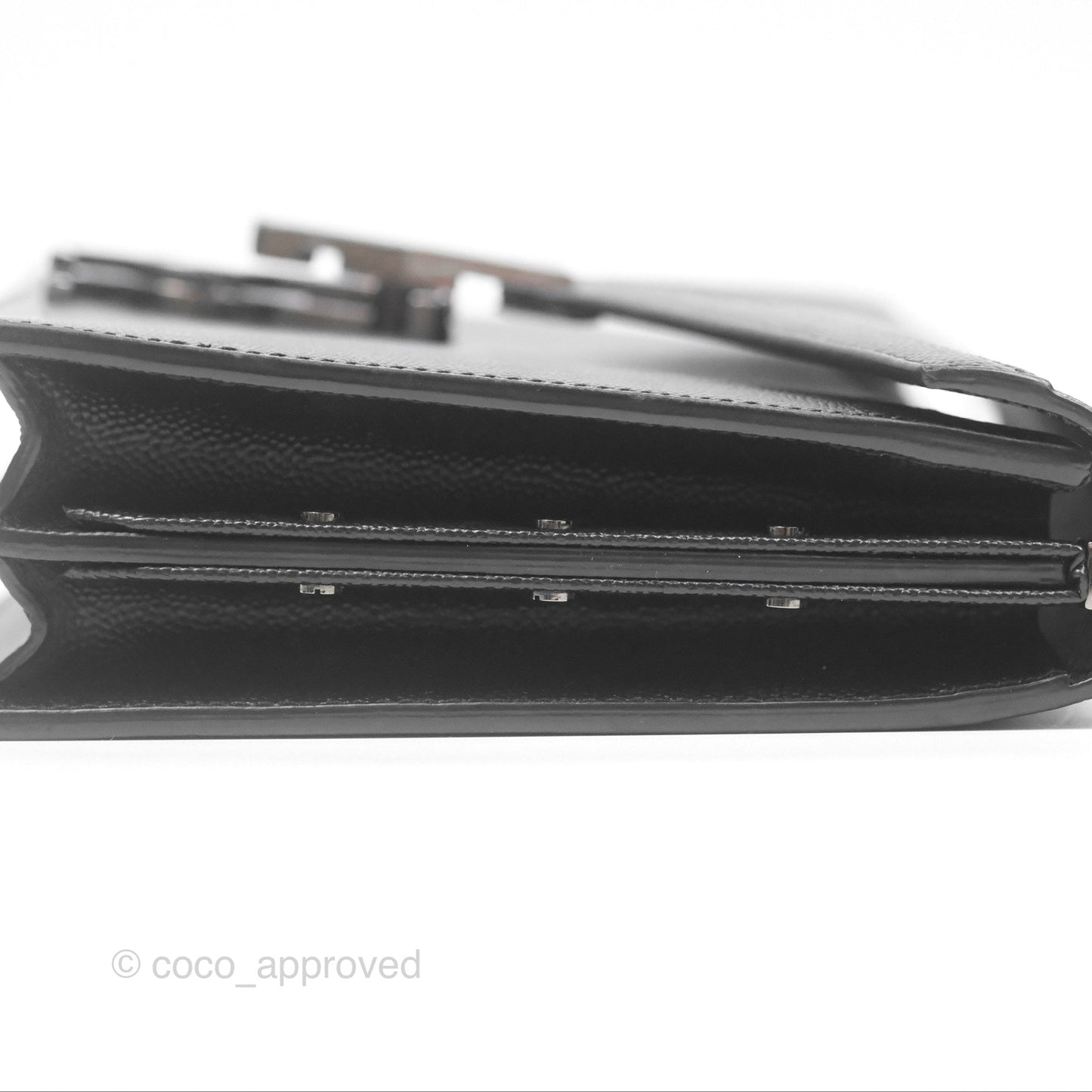 Saint Laurent Cassandra in Grain De Poudre Embossed Leather Black