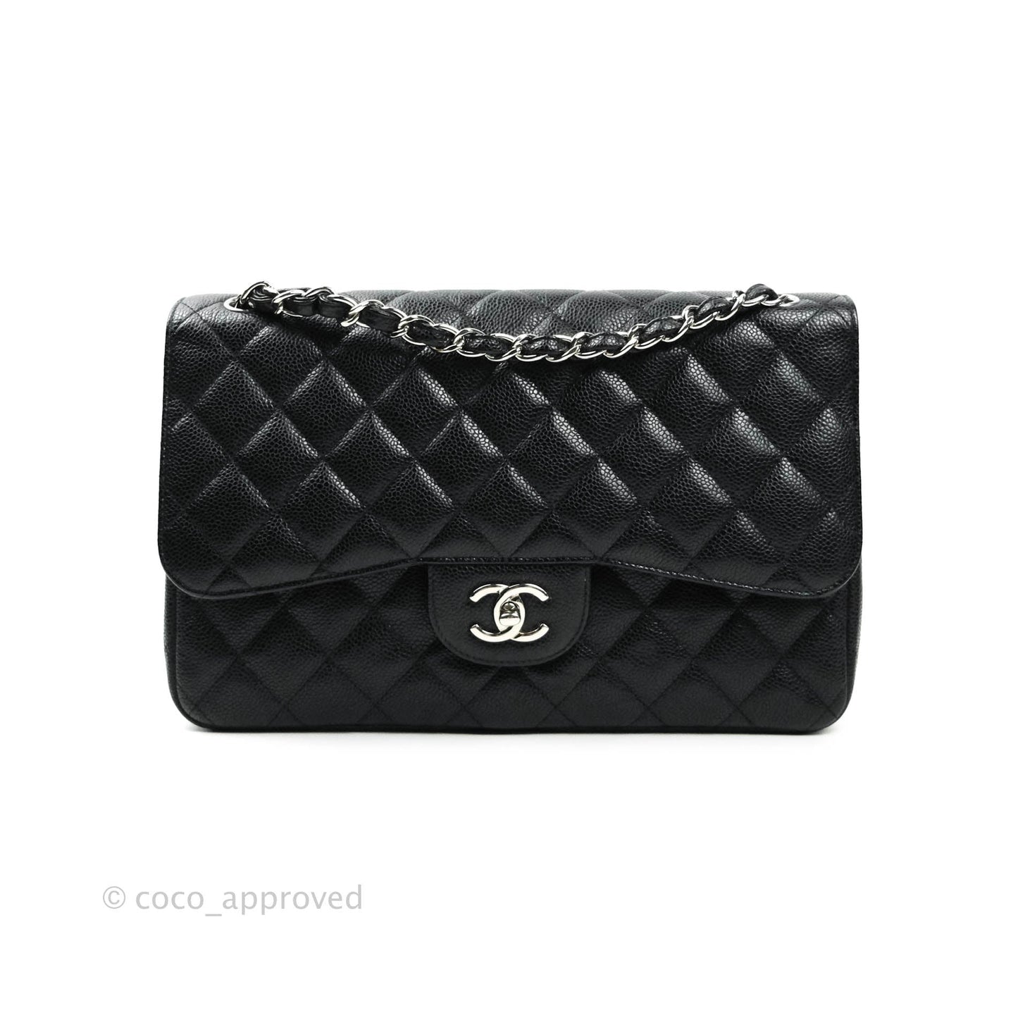 Chanel Jumbo Double Flap Black Caviar Silver Hardware⁣⁣