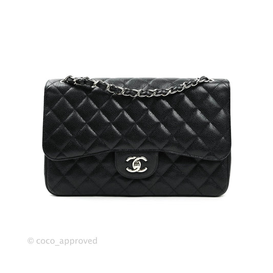 Chanel Jumbo Double Flap Black Caviar Silver Hardware⁣⁣