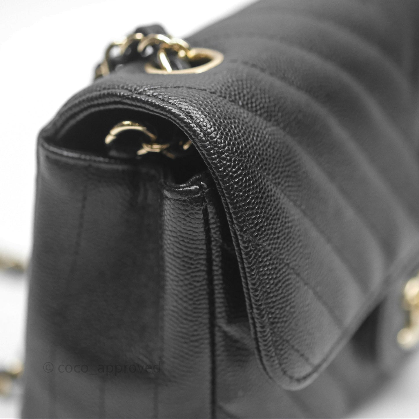 Chanel Mini Rectangular Chevron Black Caviar Gold Hardware