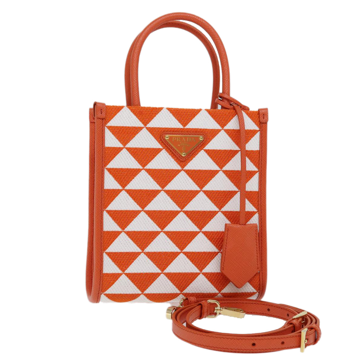 Luxury PradaHand Bag Canvas 2way Orange 71577SA