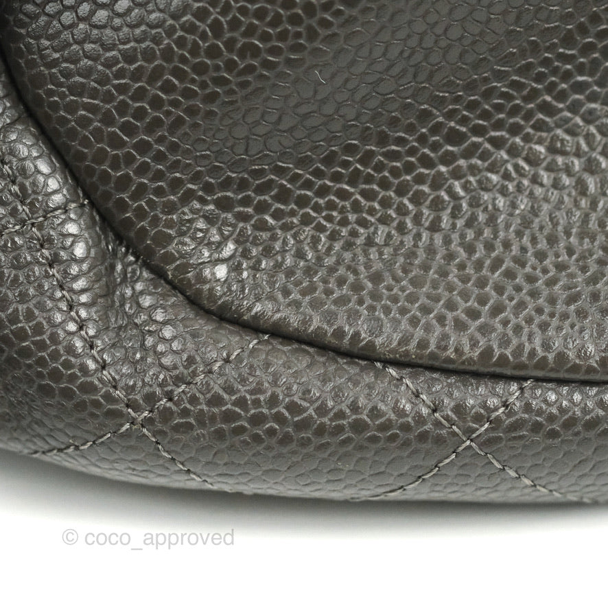 Chanel Half Moon Wallet on Chain WOC Dark Grey Caviar Silver Hardware