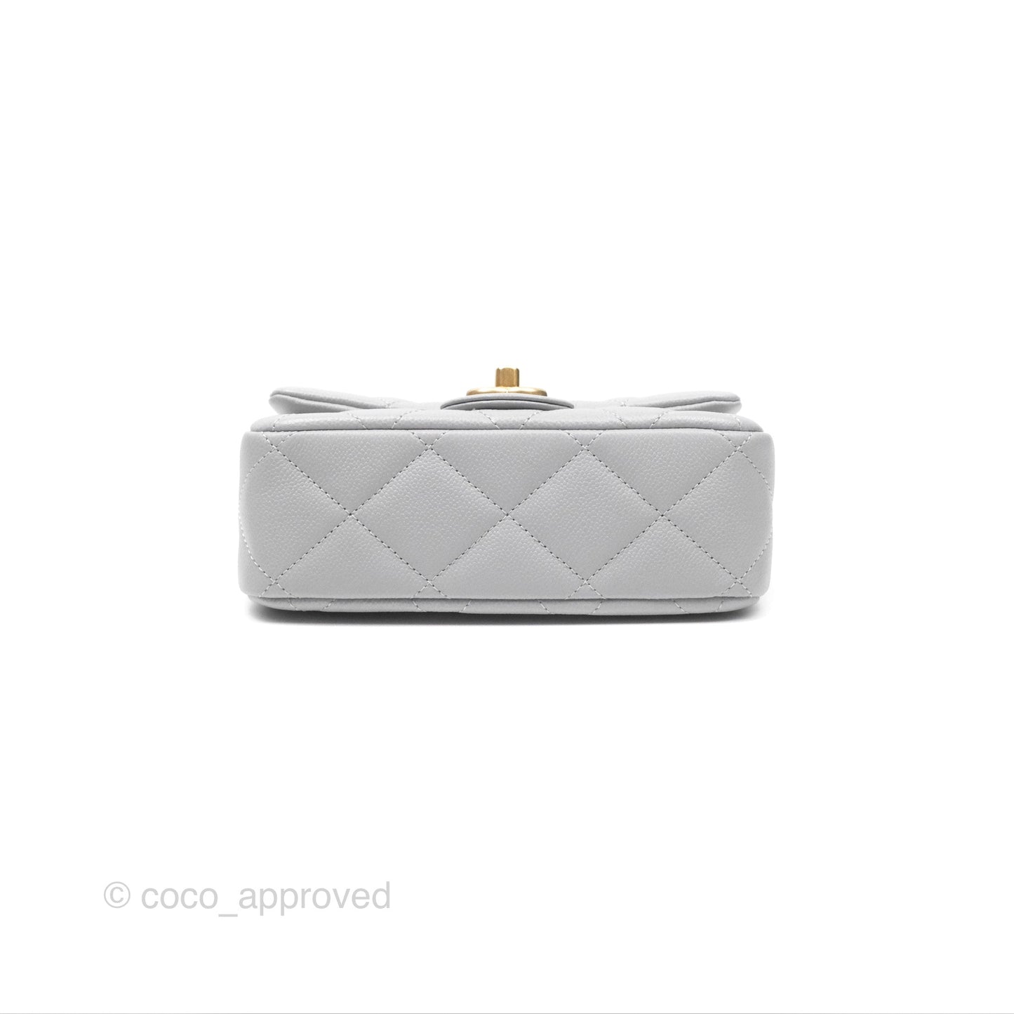 Chanel Mini Flap Bag Heart Adjustable Chain Grey Caviar Aged Gold Hardware