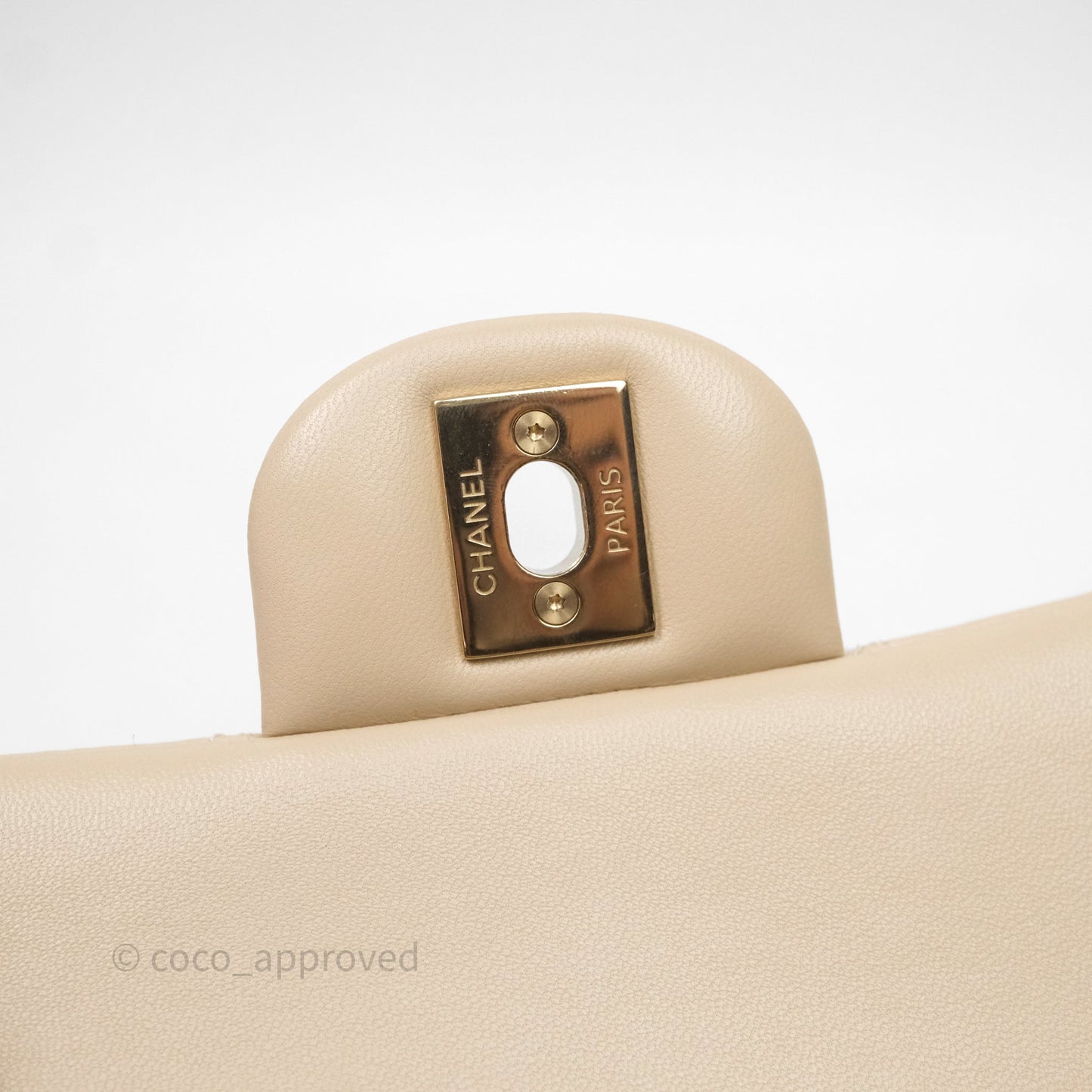 Chanel Top Handle Mini Rectangular Flap Beige Lambskin Shiny Gold Hardware