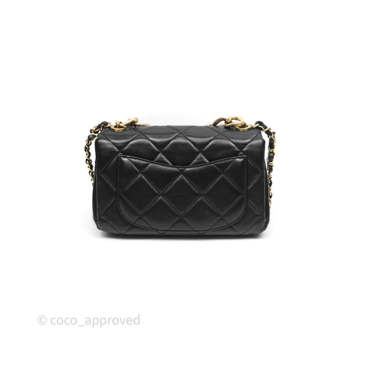 Chanel Quilted Color Match Chain Flap Black Lambskin Gold Hardware